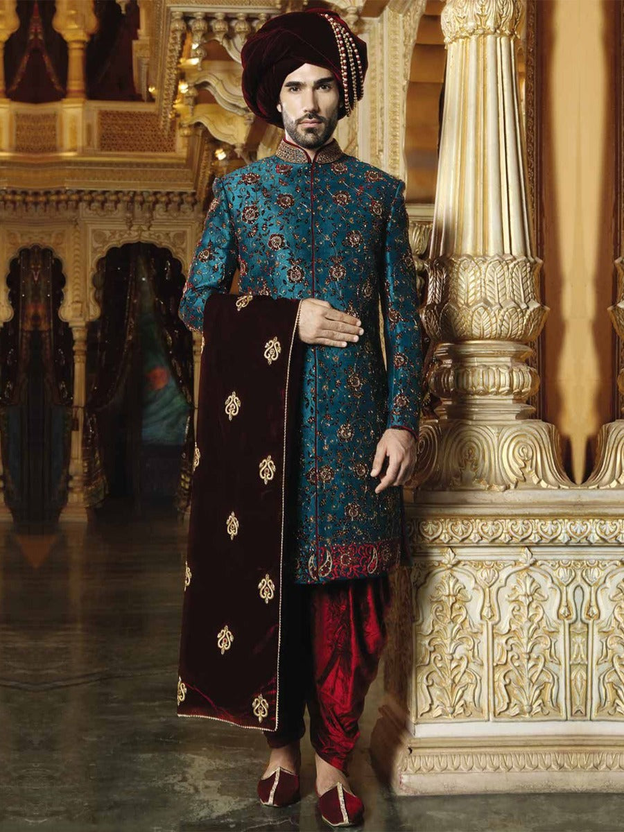Green Color Designer Sherwani.
