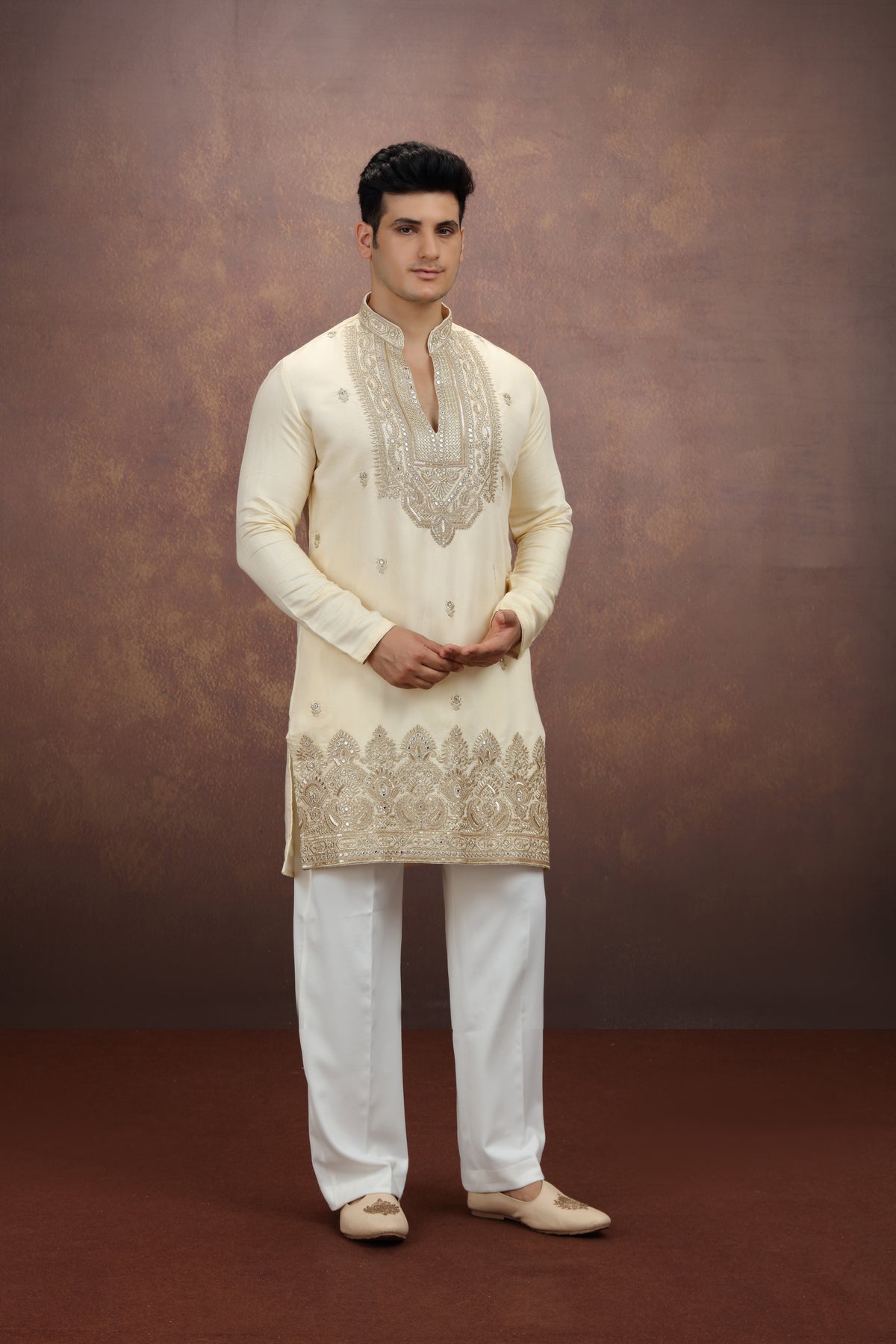 Gold Motif Silk Ethnic Set