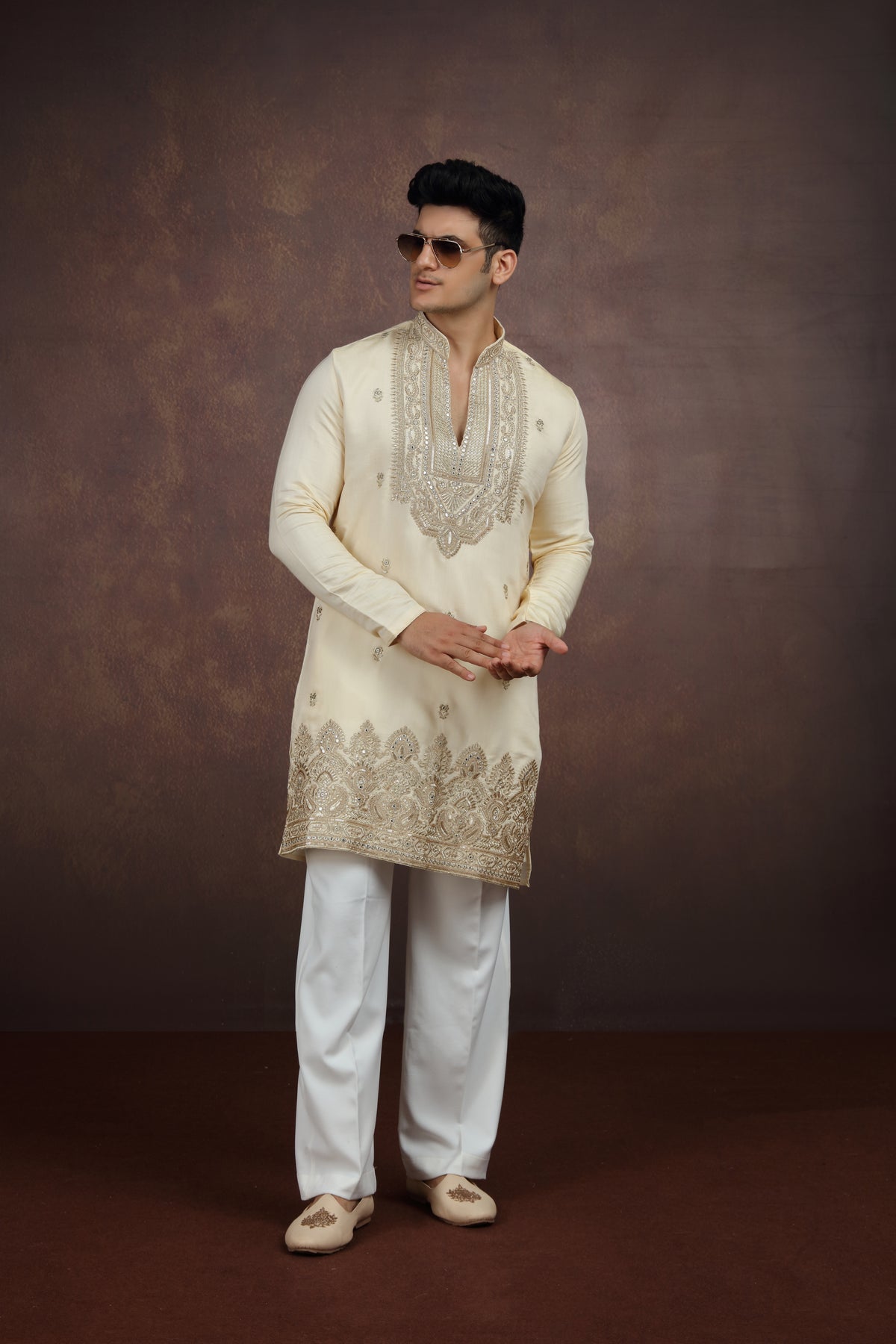 Gold Motif Silk Ethnic Set