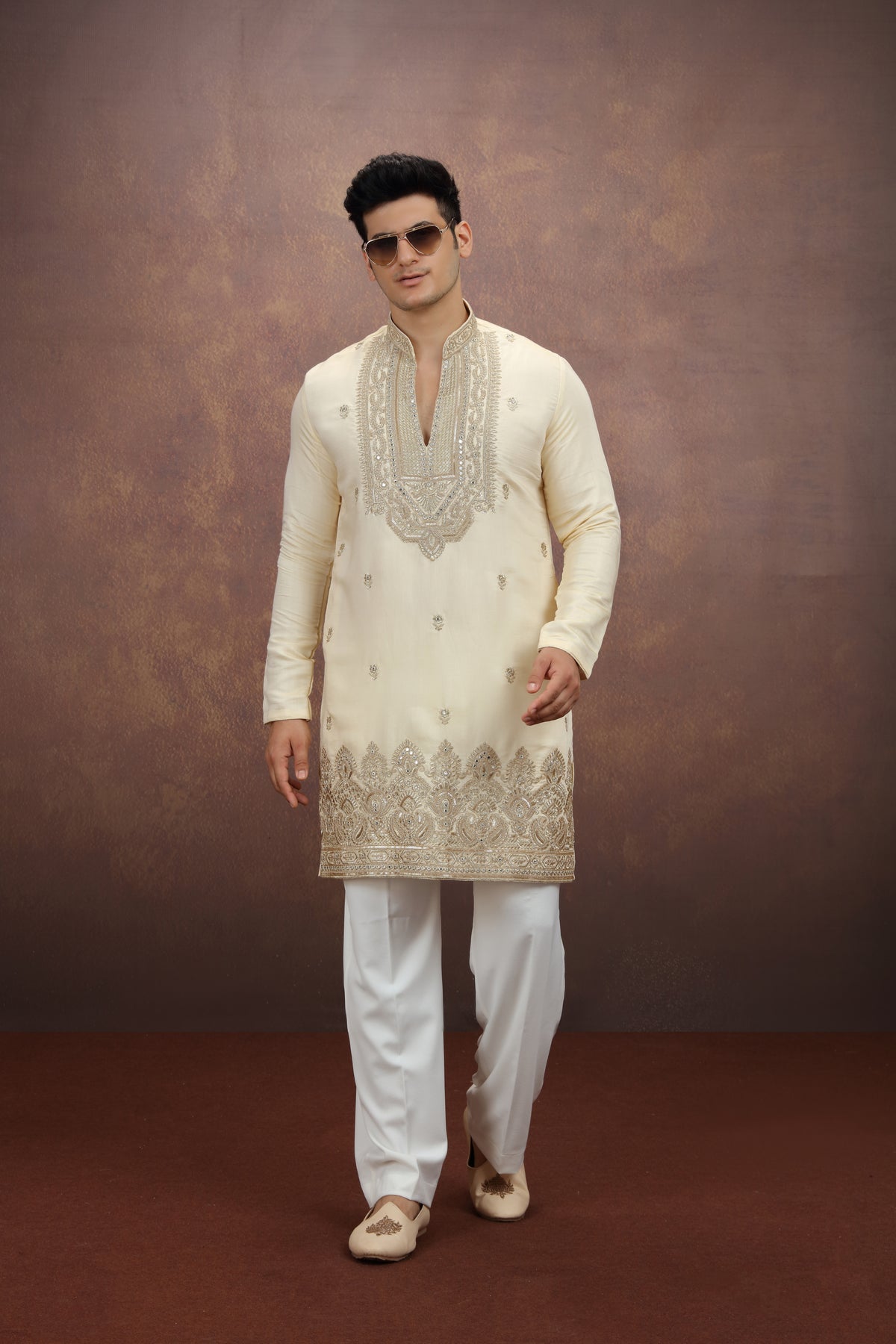 Gold Motif Silk Ethnic Set