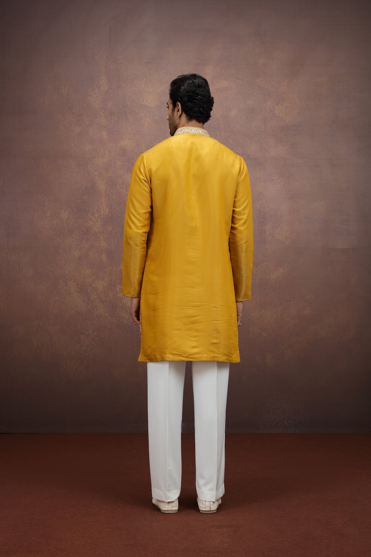 Gold Ornamental Border Kurta Pyjama Set
