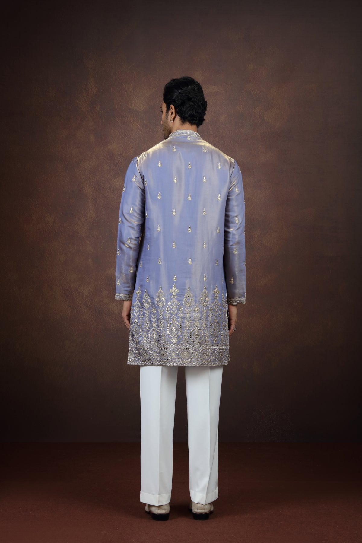 Men's Lavender Embroidered Kurta Pant Set