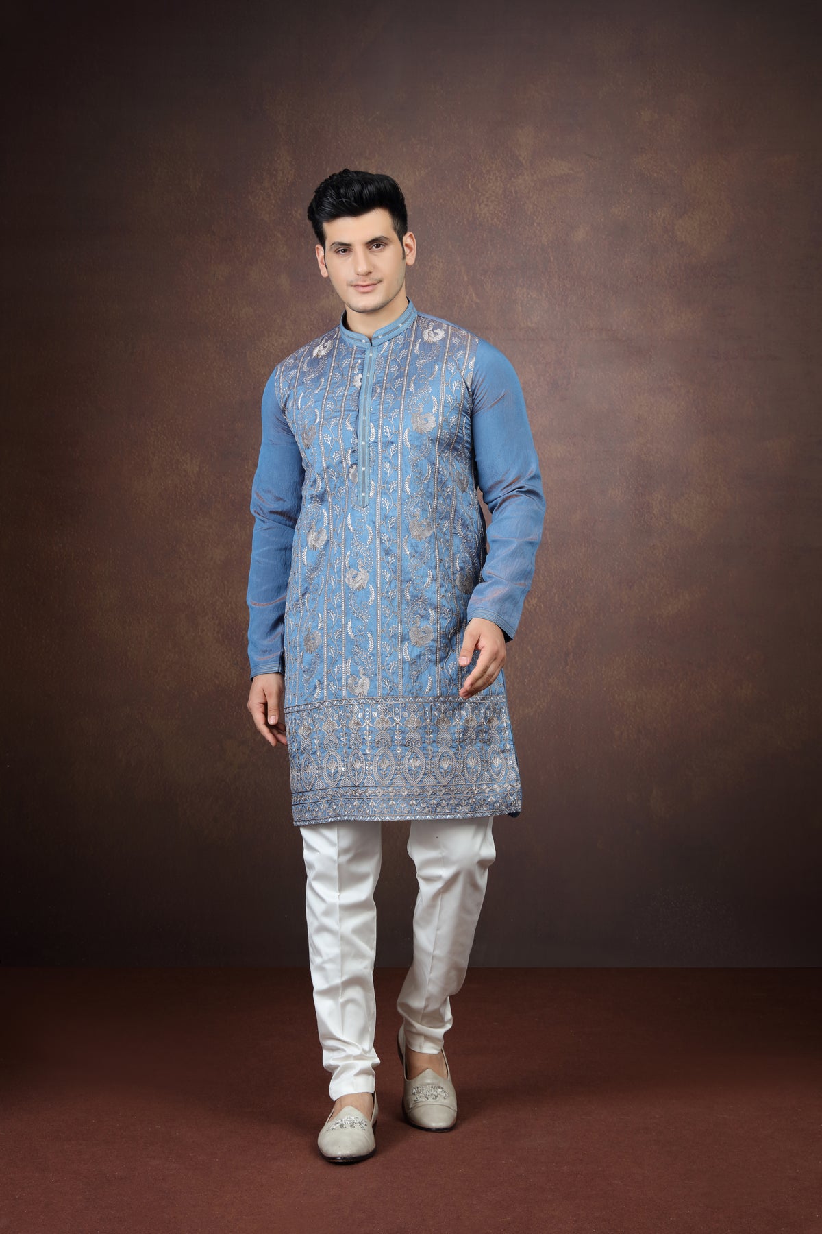 Sky Blue Designer Kurta Pant Set for Men