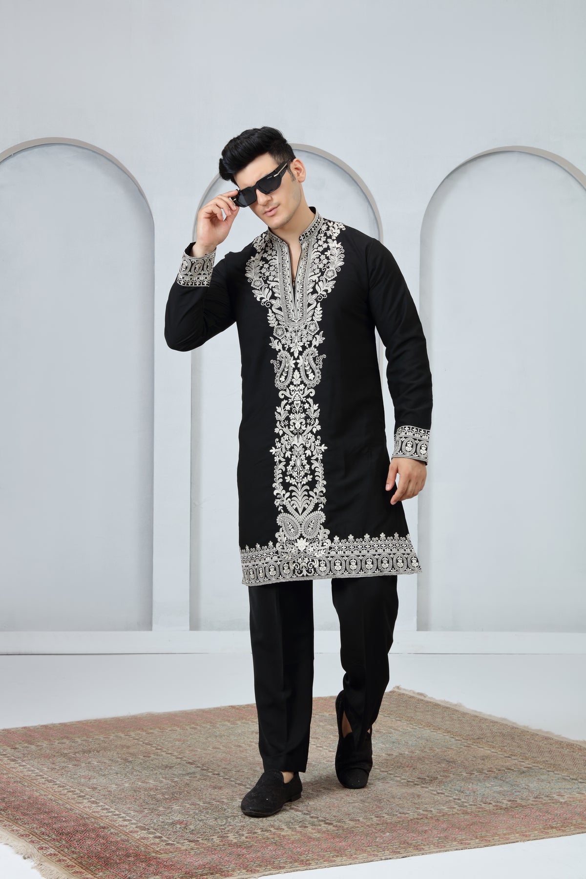 Ethnic Silk Kurta Set with Ornamental Embroidery