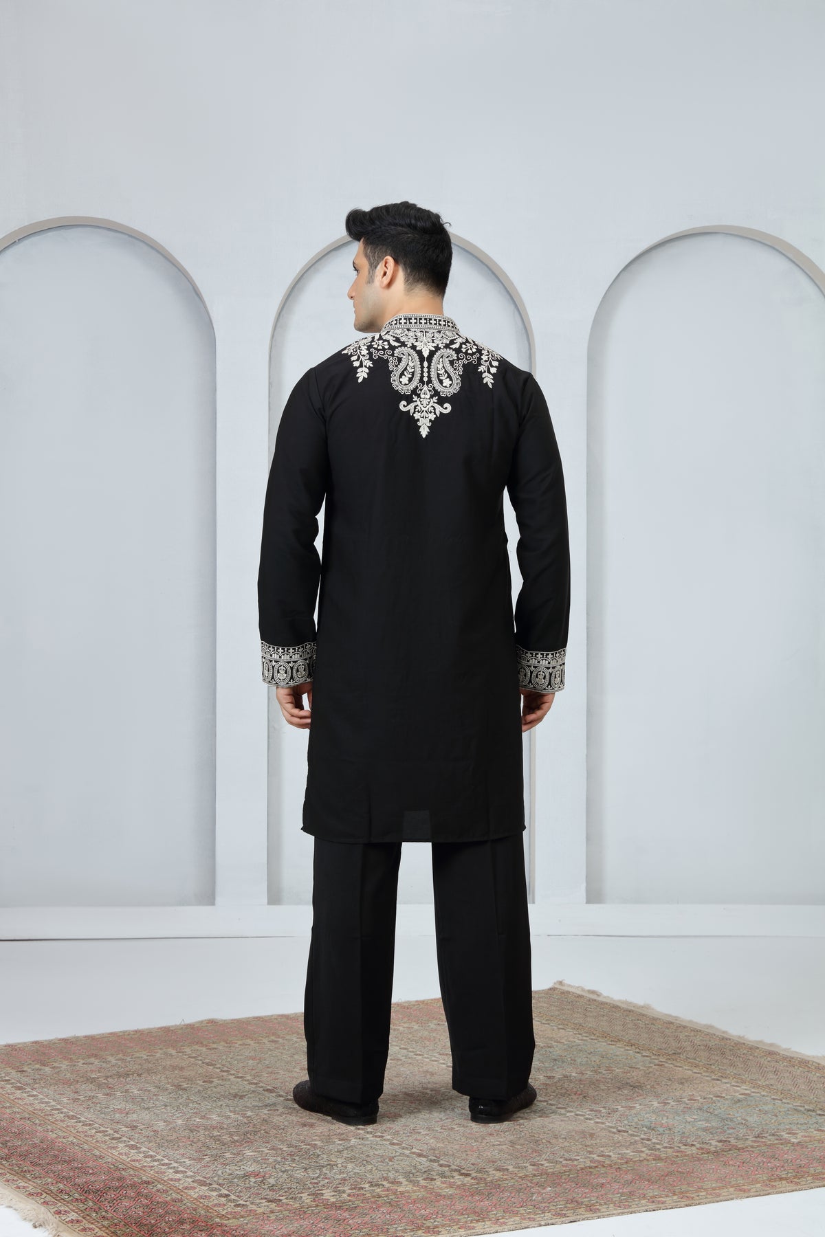 Ethnic Silk Kurta Set with Ornamental Embroidery