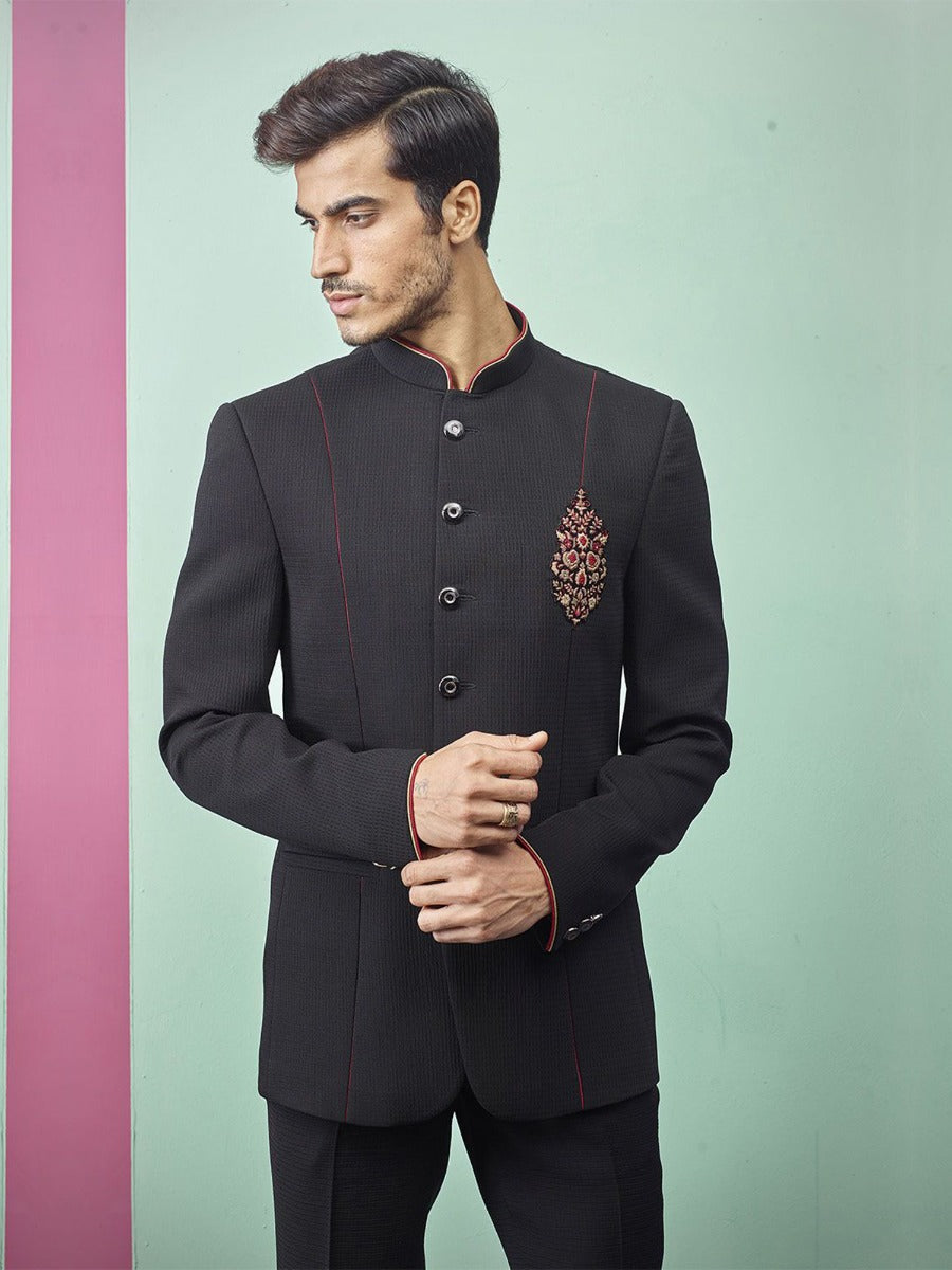 Black Colour Indian Bandhgala Suit