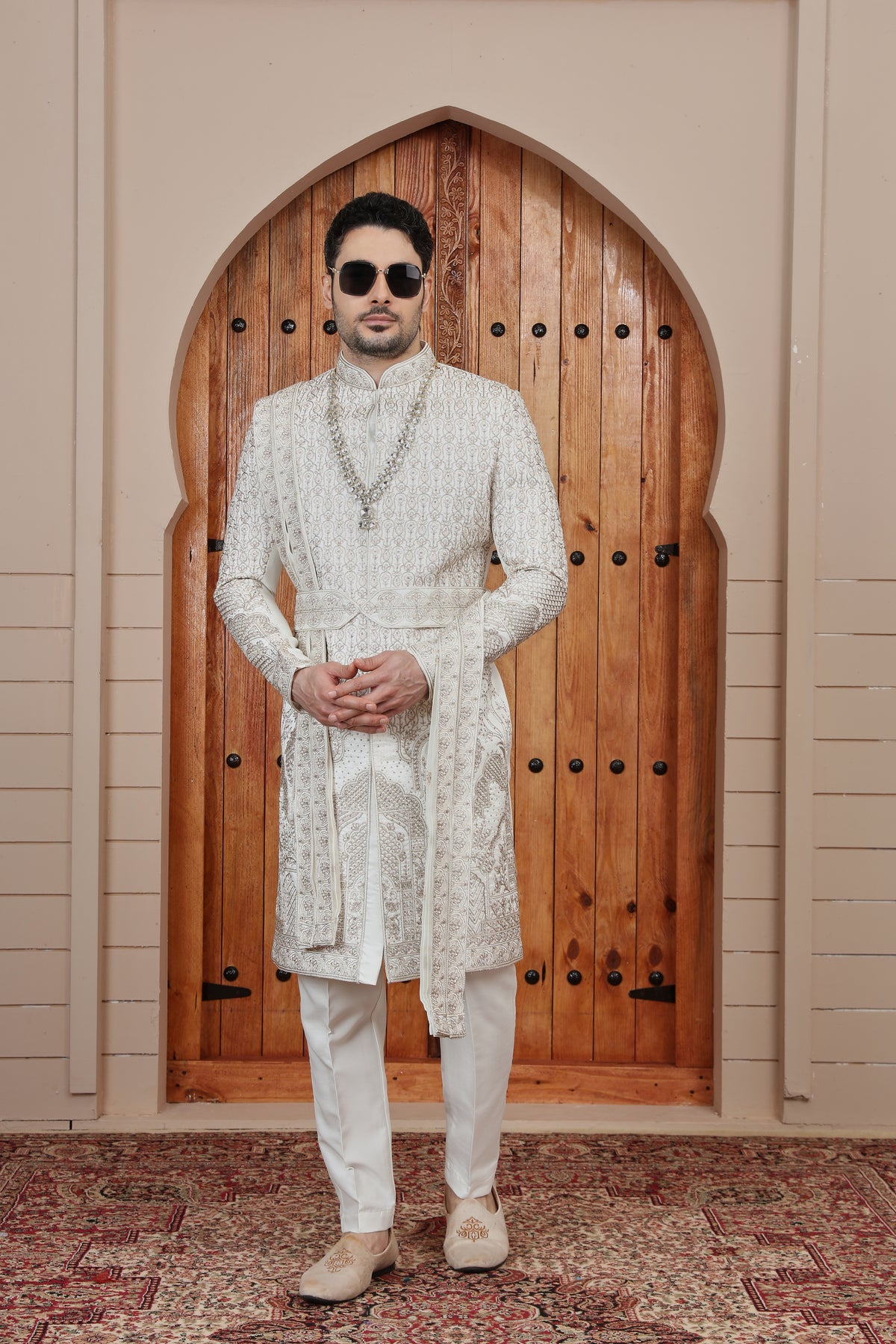 Pearl Ornamental Indo Western Sherwani