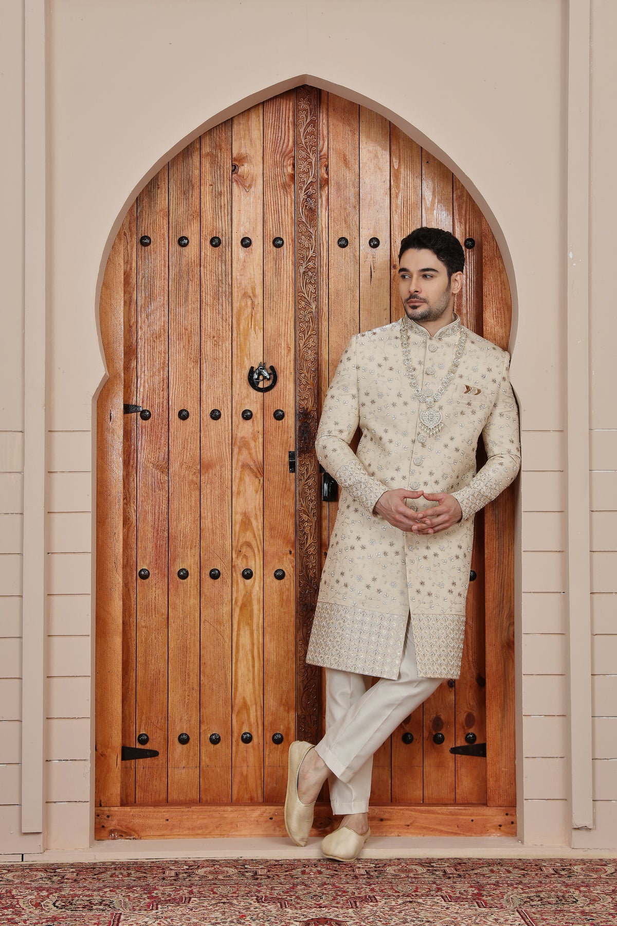 Gold Embellished Wedding Indowestern Sherwani