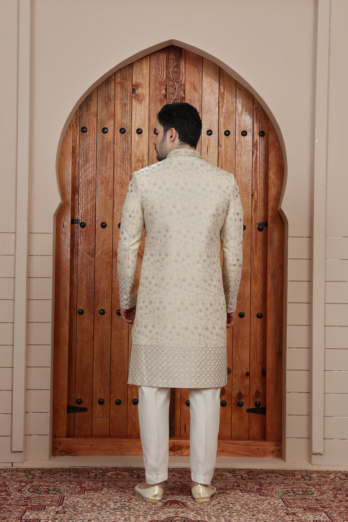 Gold Embellished Wedding Indowestern Sherwani