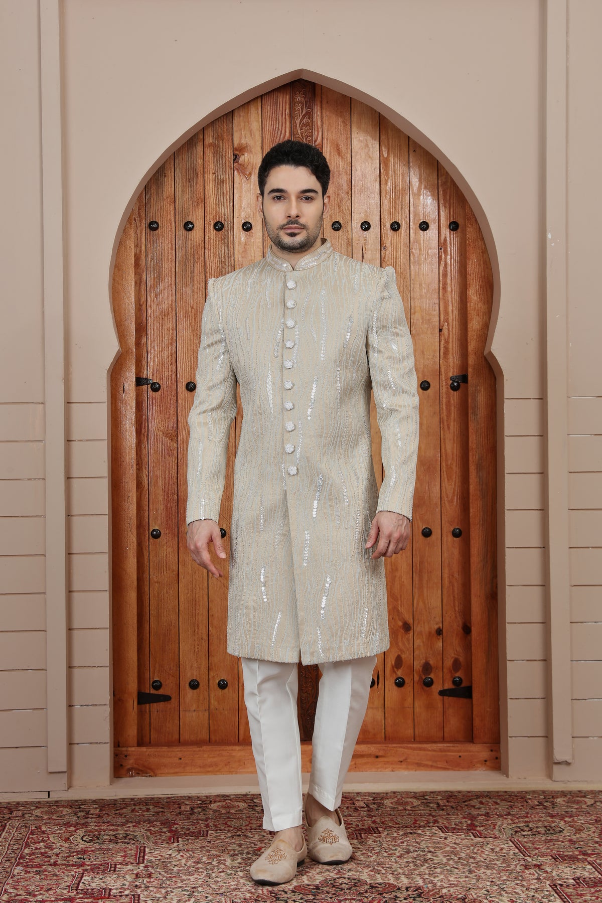 Pearl Accent Wedding Indo Western Sherwani