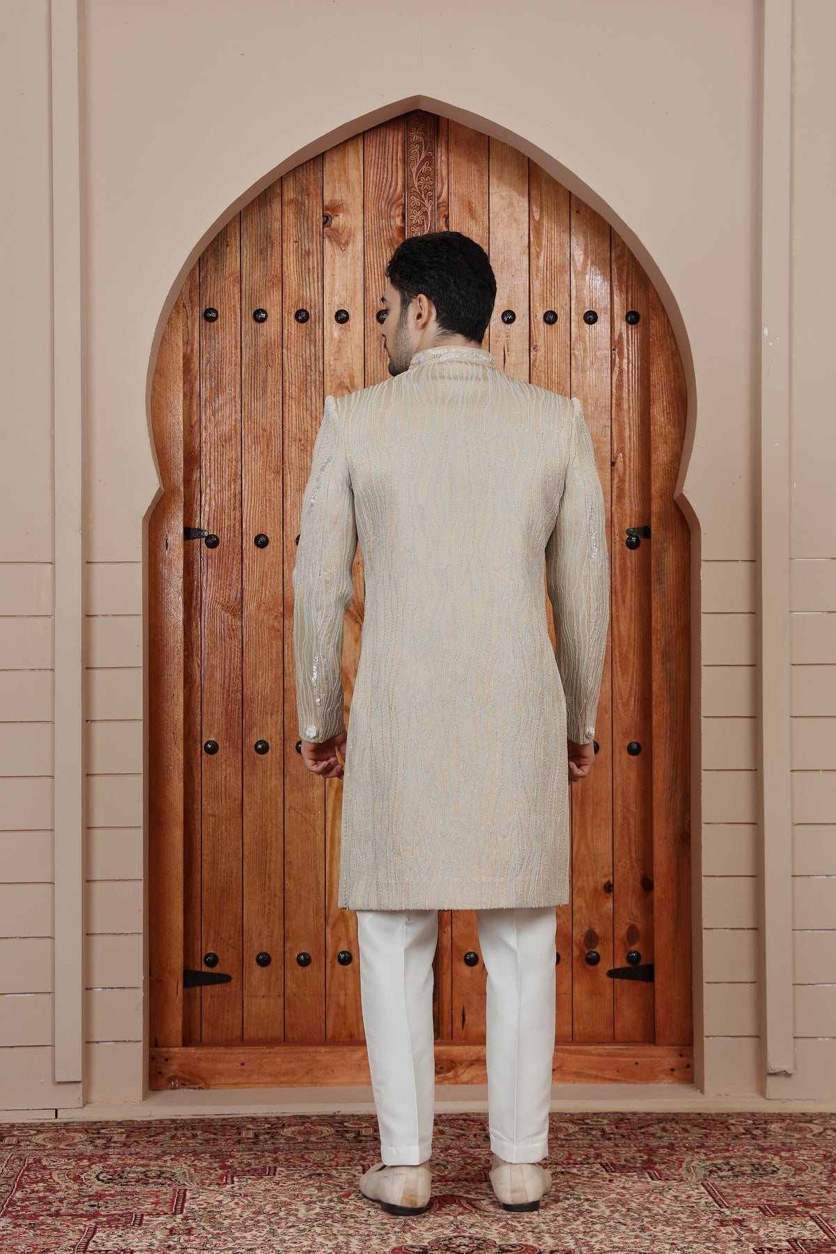 Pearl Accent Wedding Indo Western Sherwani