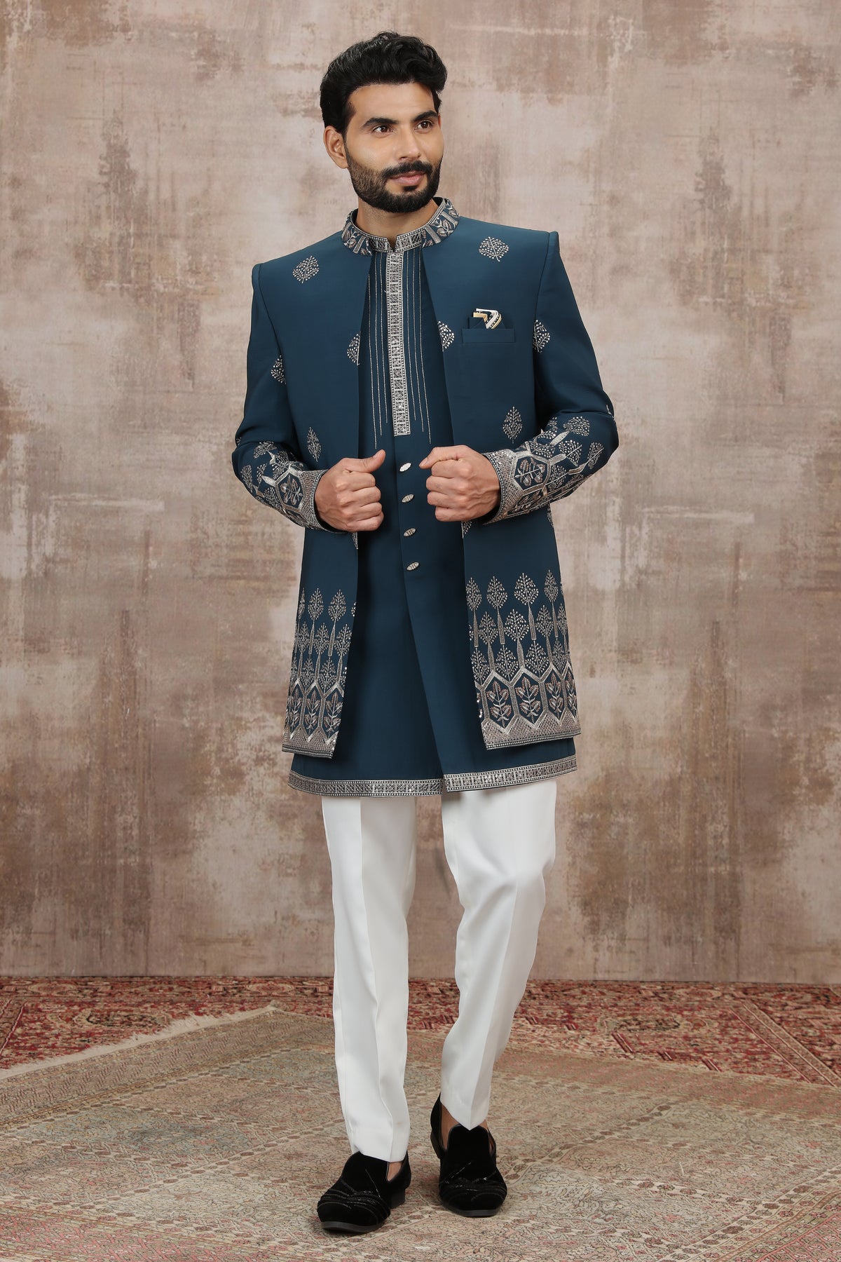 Blue Computer Thread Work Indo Western