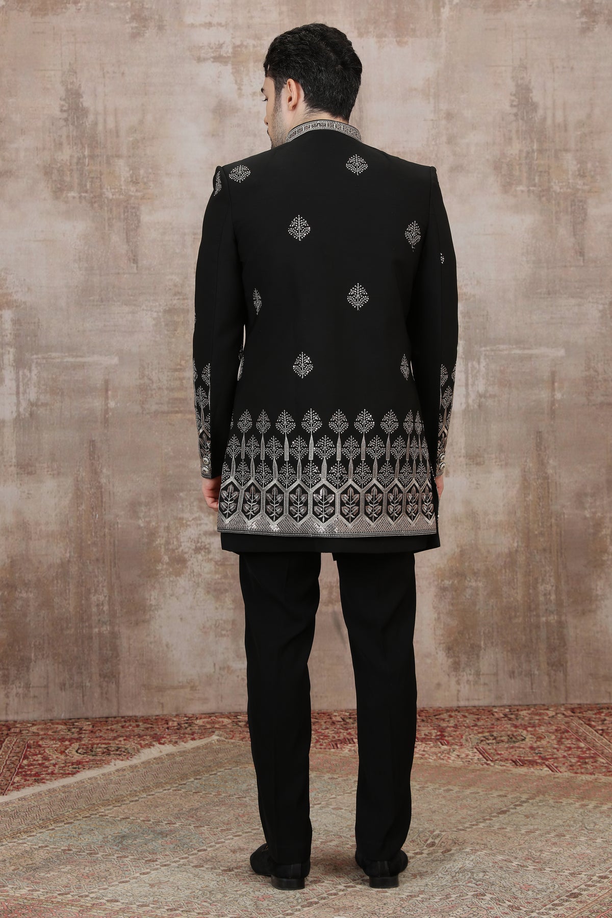 Black Front Panel Work Indo Western Outfit