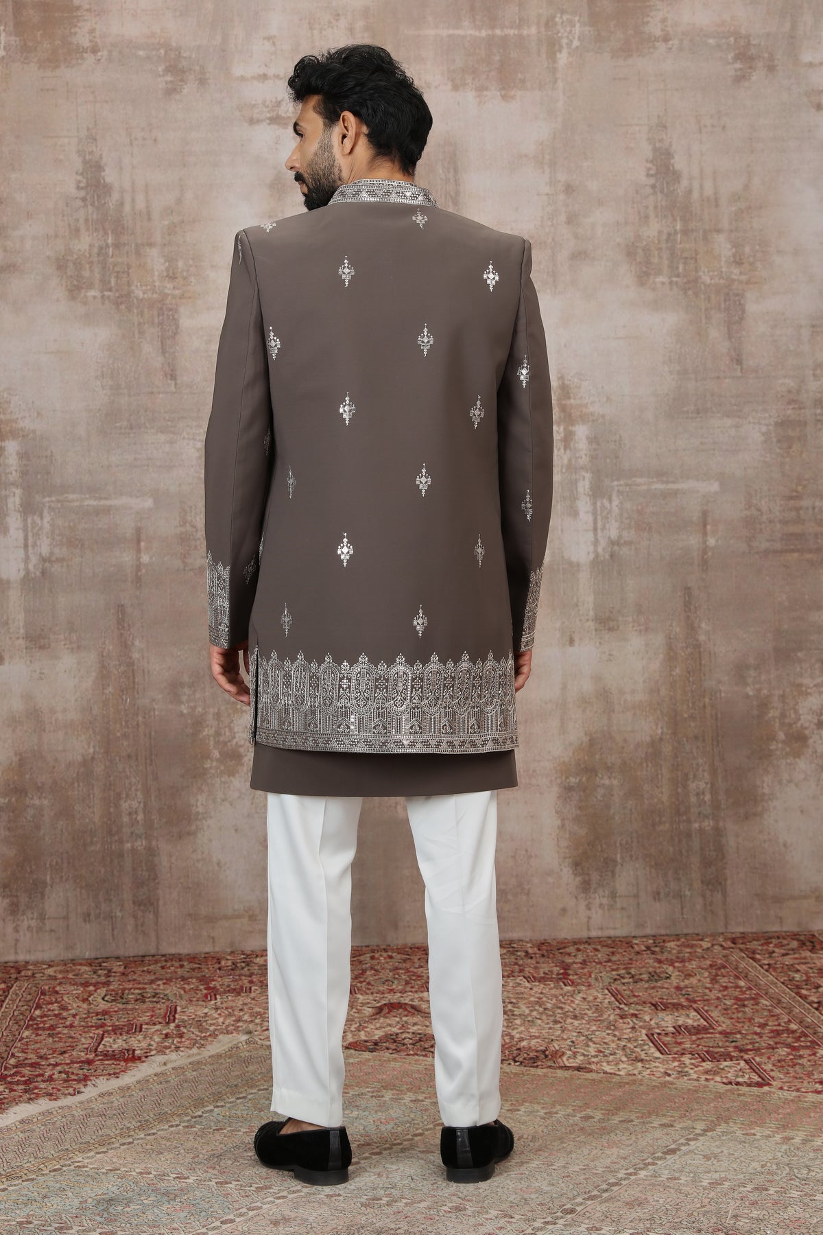 Grey Cuff Work Indo Western for Wedding Wear