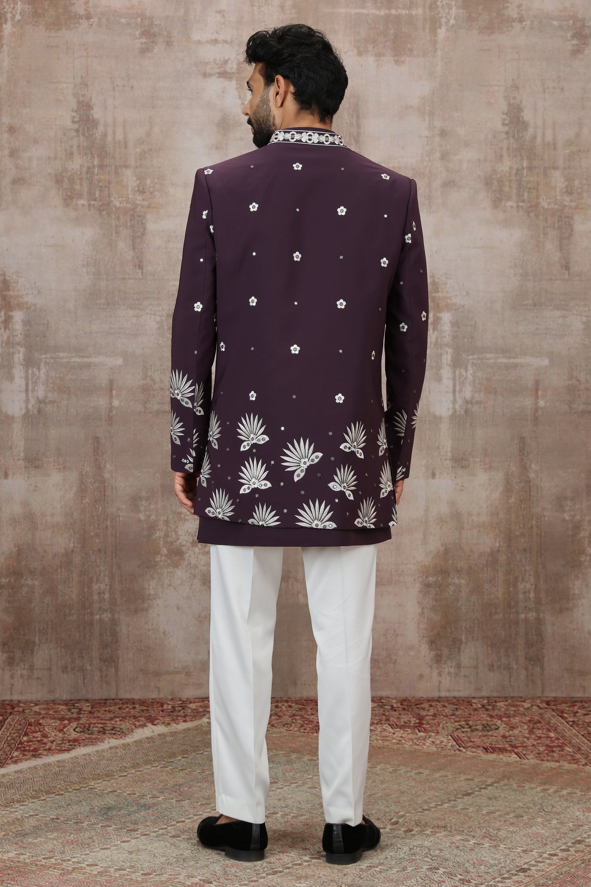 Purple Designer Cuff Work Indo Western Outfit