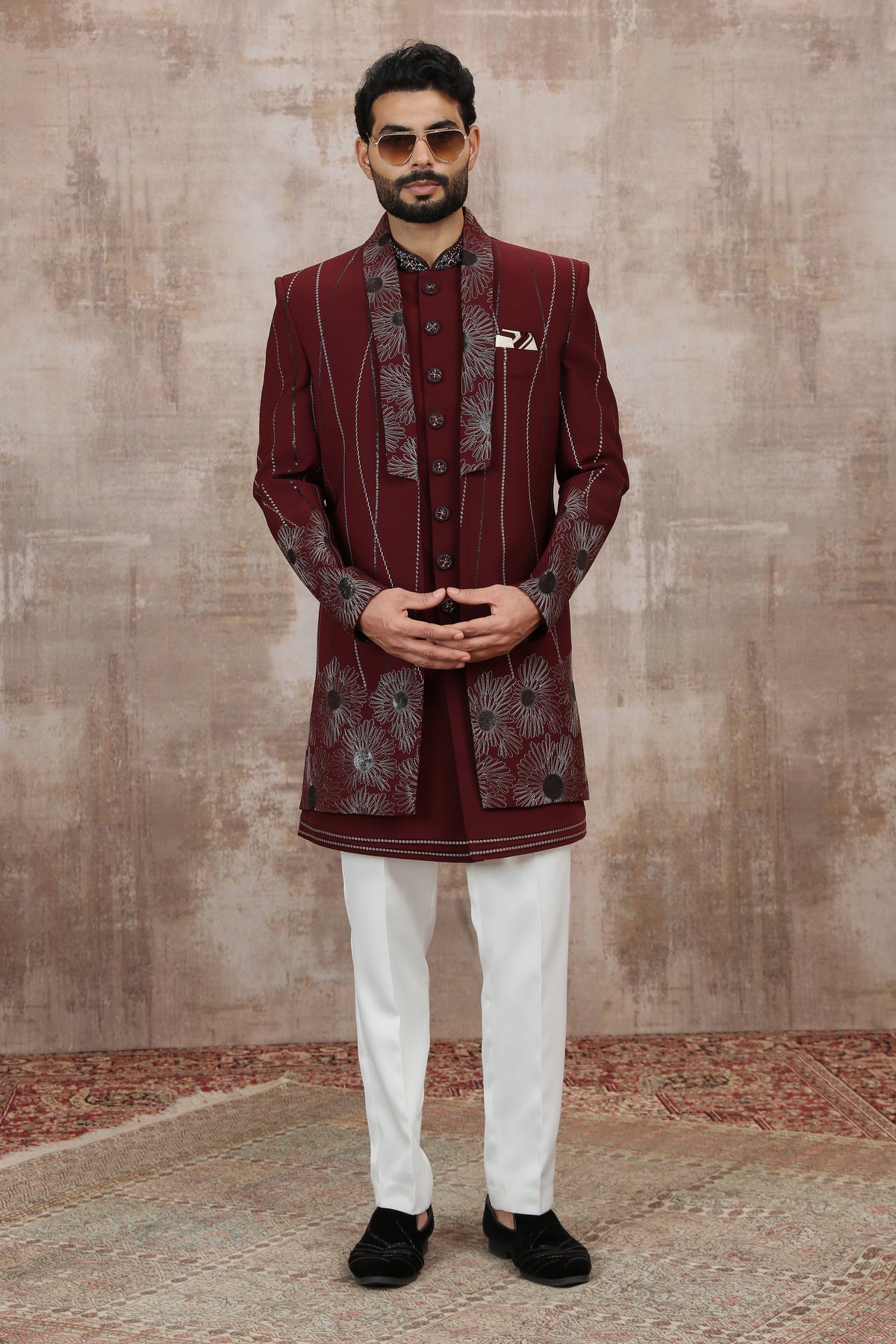 Maroon Botanical Panel Indo Western Outfit