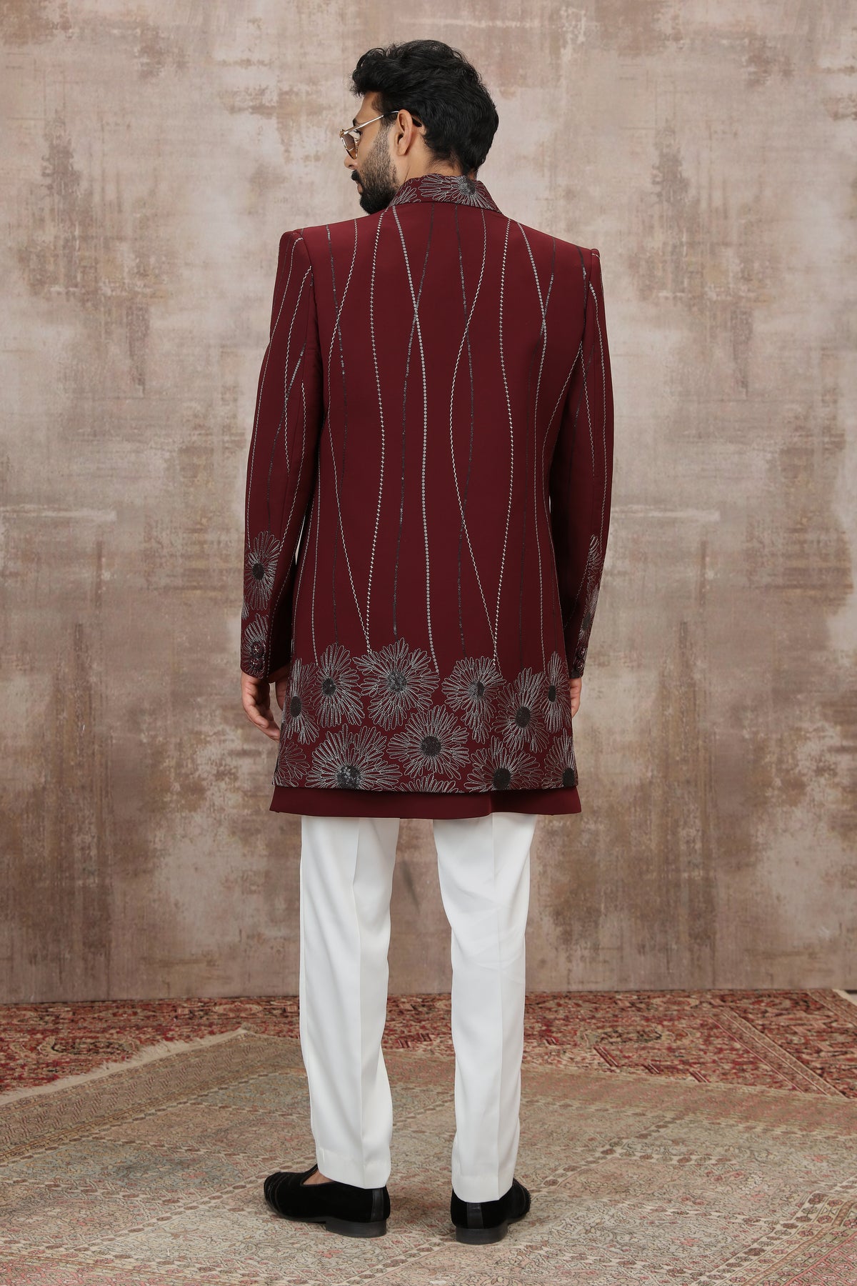 Maroon Botanical Panel Indo Western Outfit
