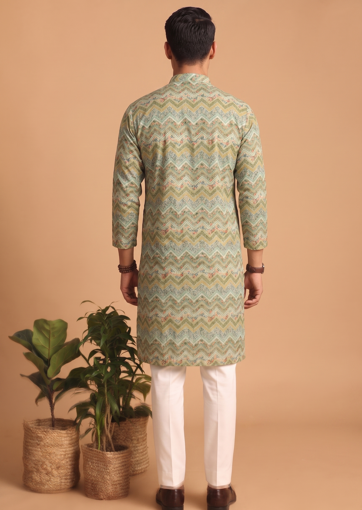 Chevron Print Kurta with White Trouser