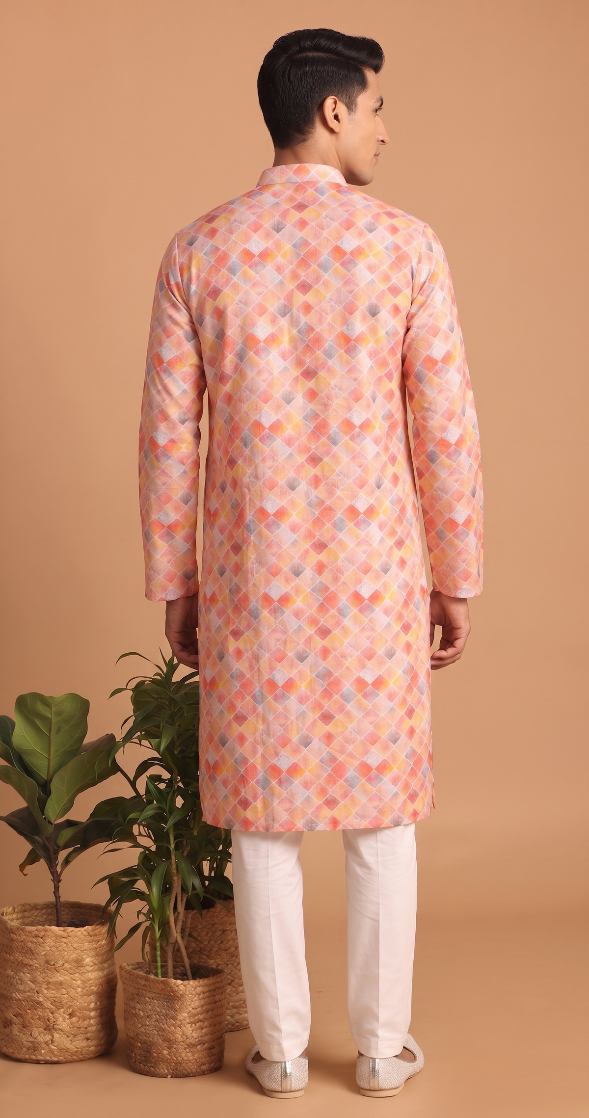 Multicolor Geometric Cotton Kurta Set