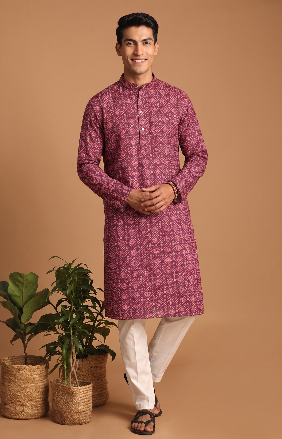 Traditional Diamond Cotton Kurta Set