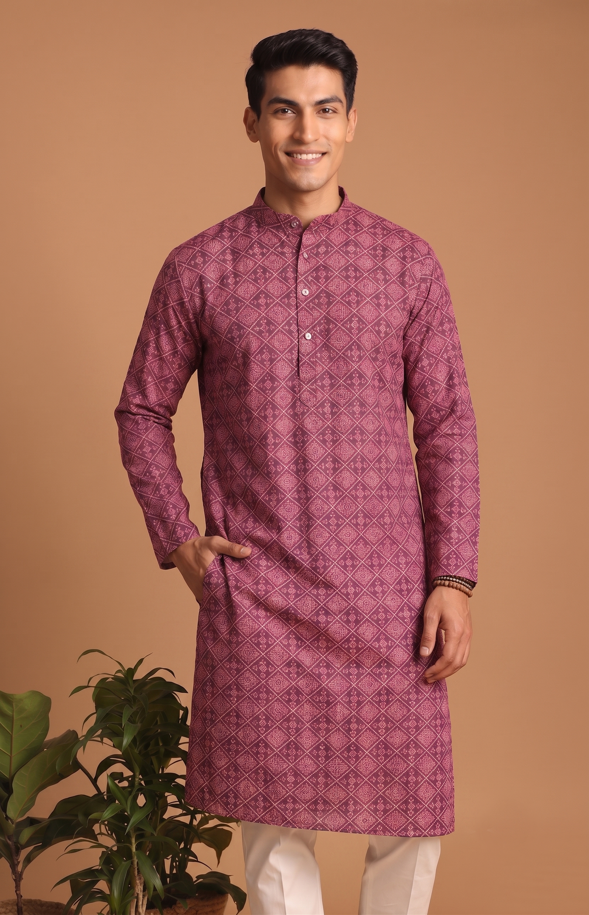 Traditional Diamond Cotton Kurta Set