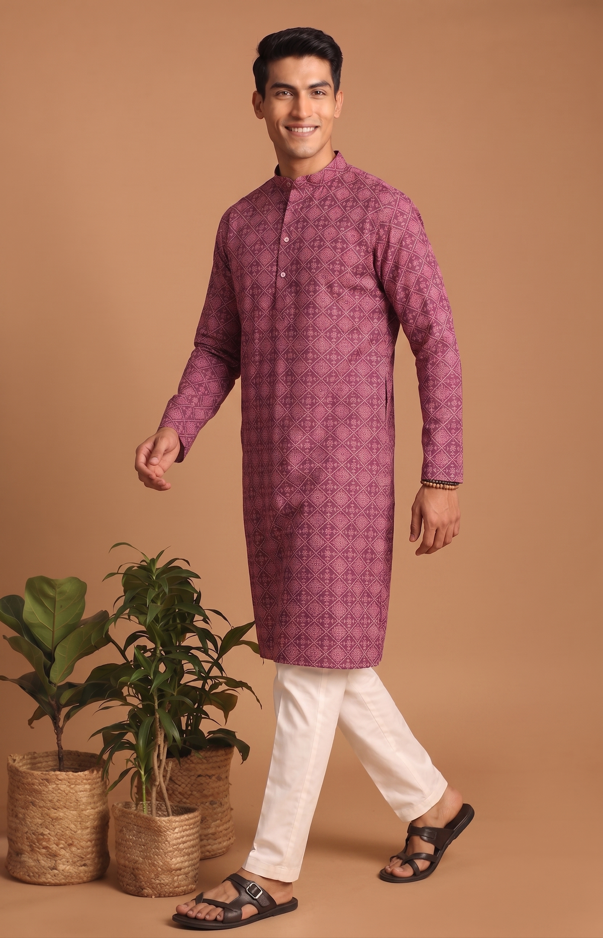 Traditional Diamond Cotton Kurta Set