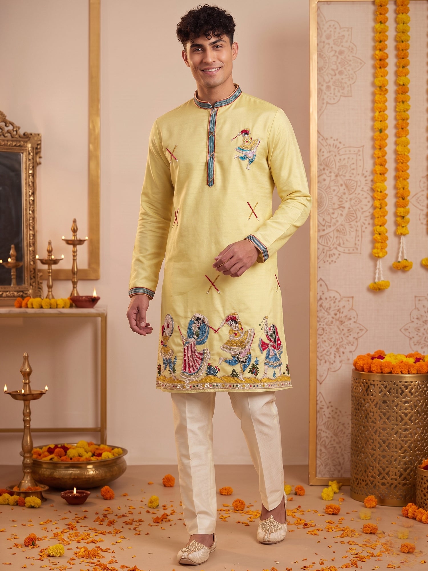 Sunshine Yellow Traditional Motif Kurta Pajama