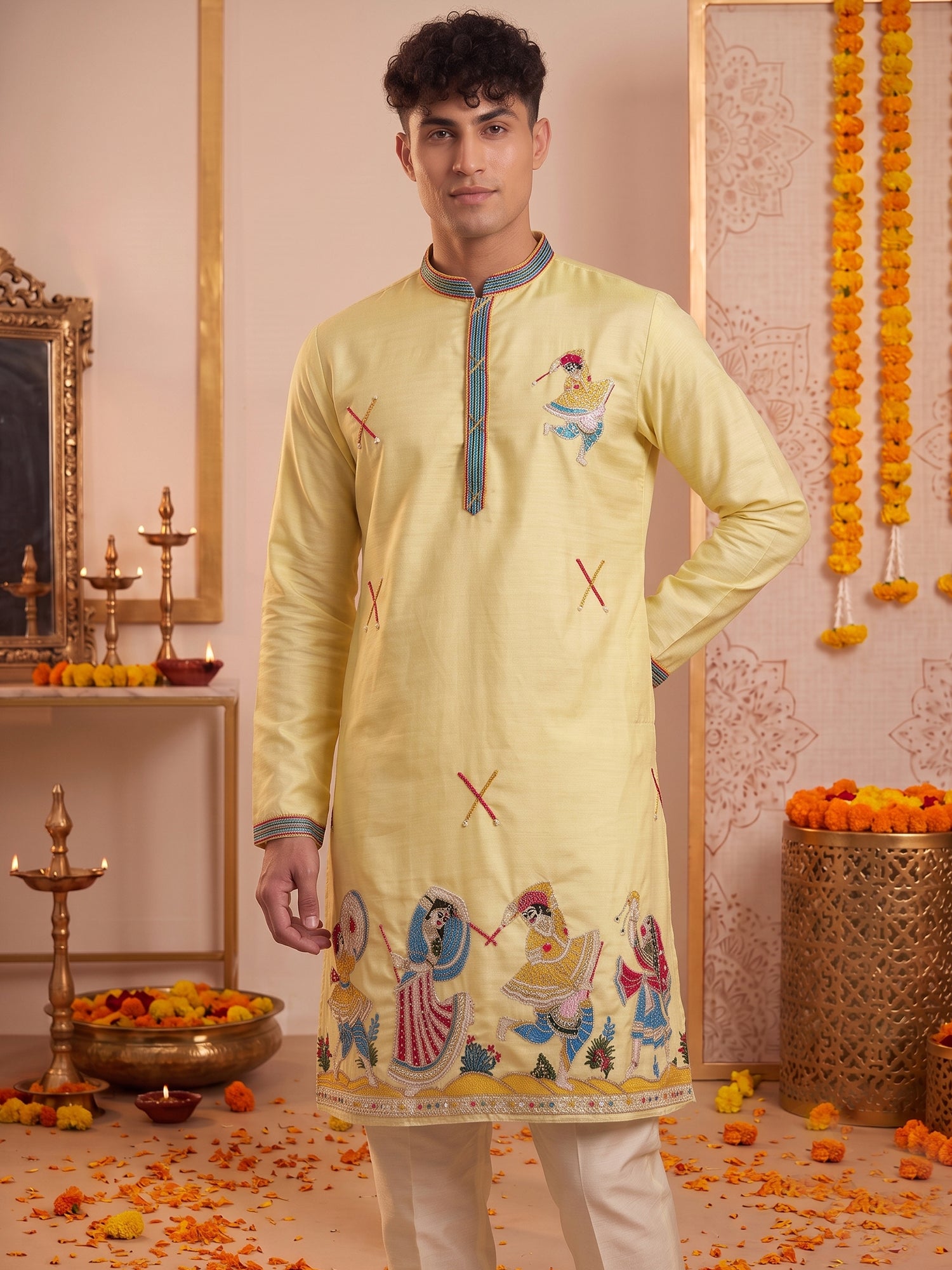 Sunshine Yellow Traditional Motif Kurta Pajama