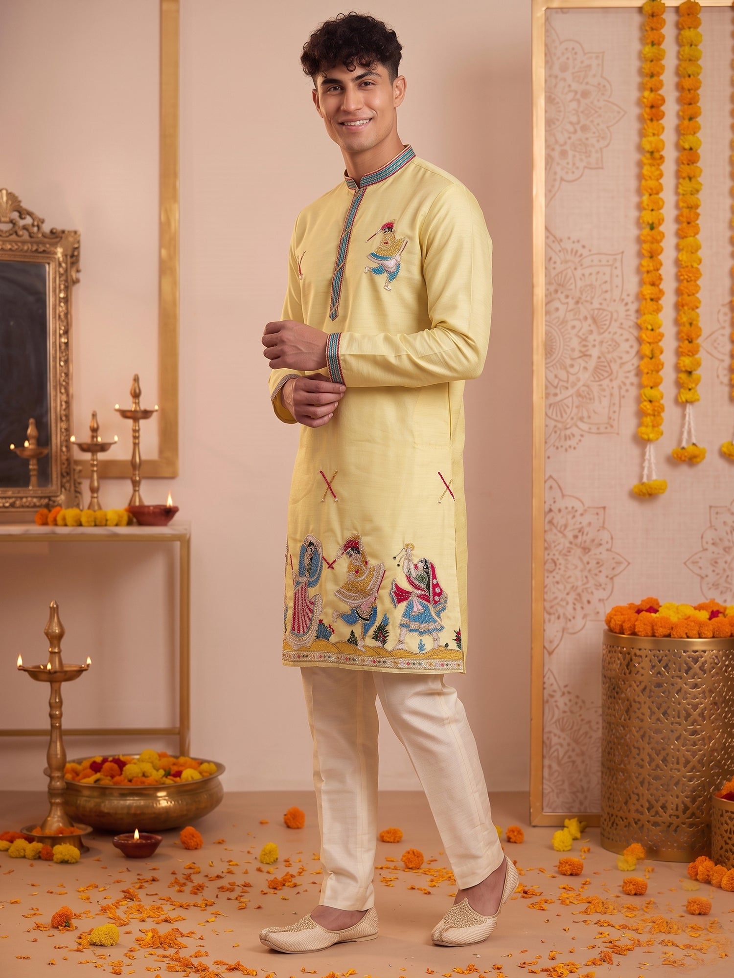 Sunshine Yellow Traditional Motif Kurta Pajama
