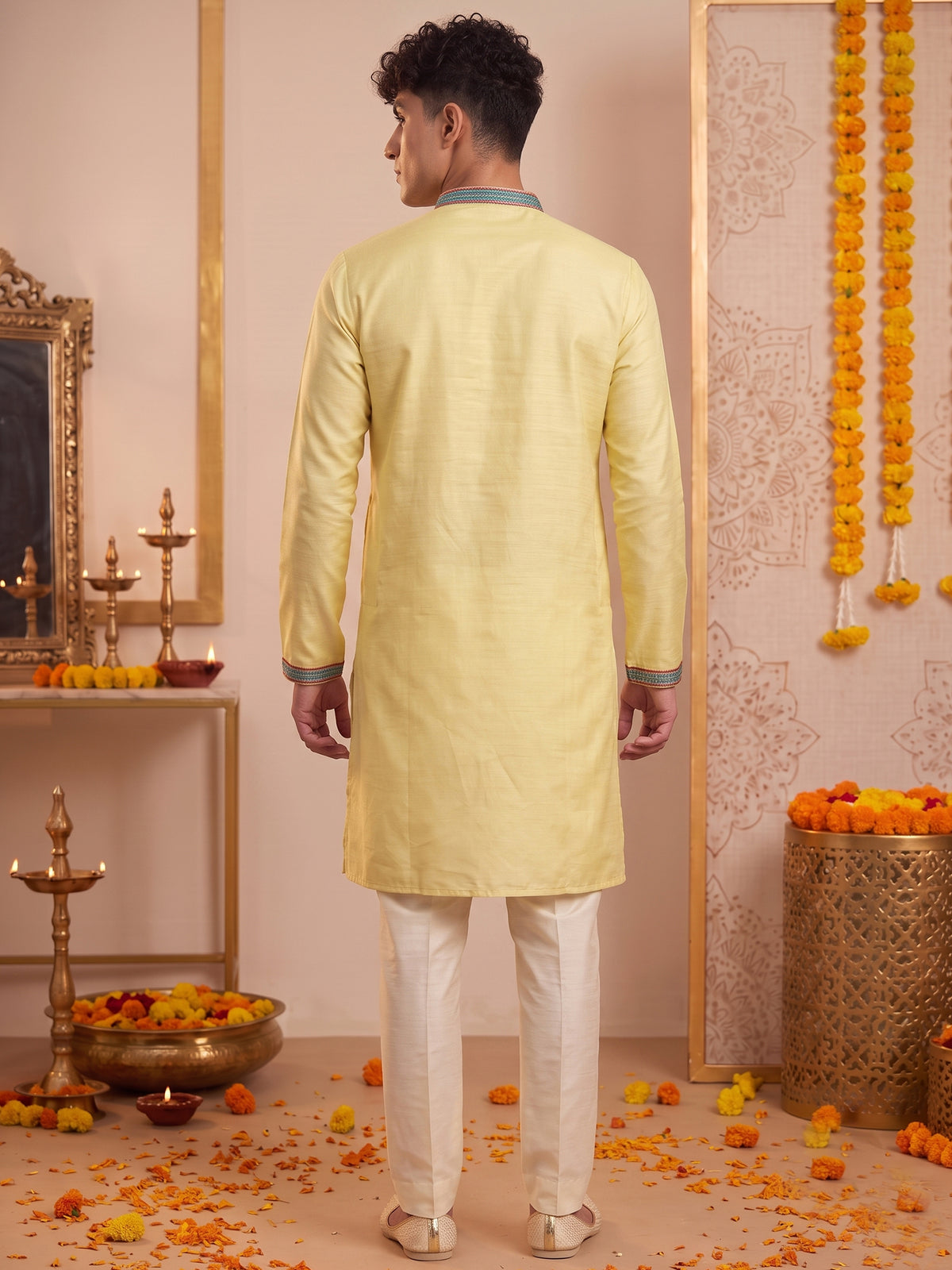 Sunshine Yellow Traditional Motif Kurta Pajama