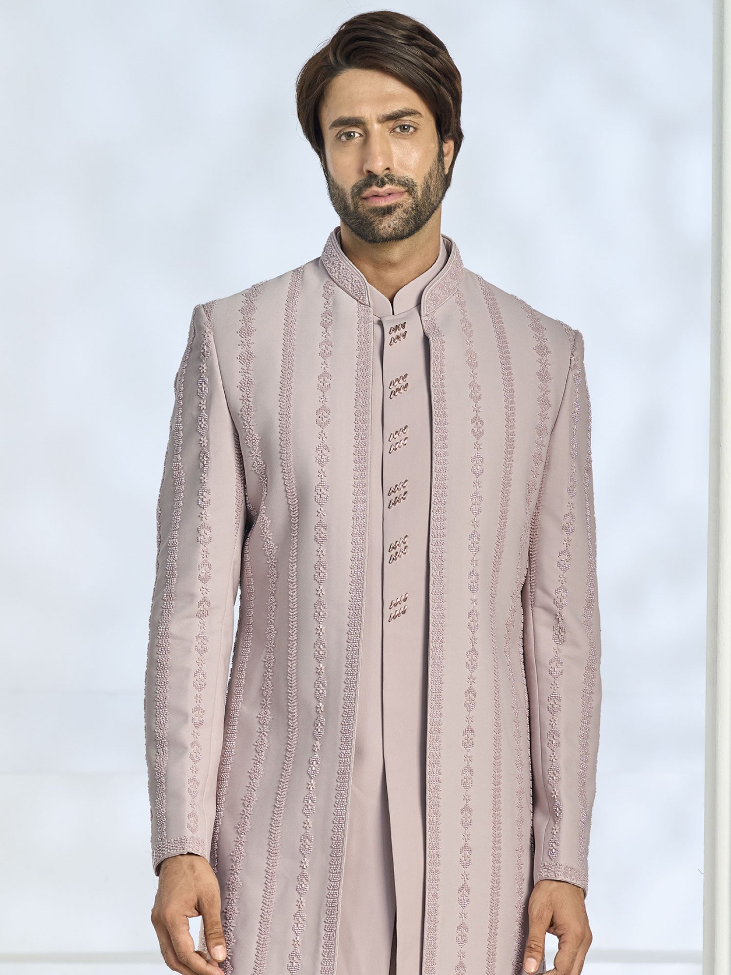 Pink Jacket Style Men's Indo Western Set