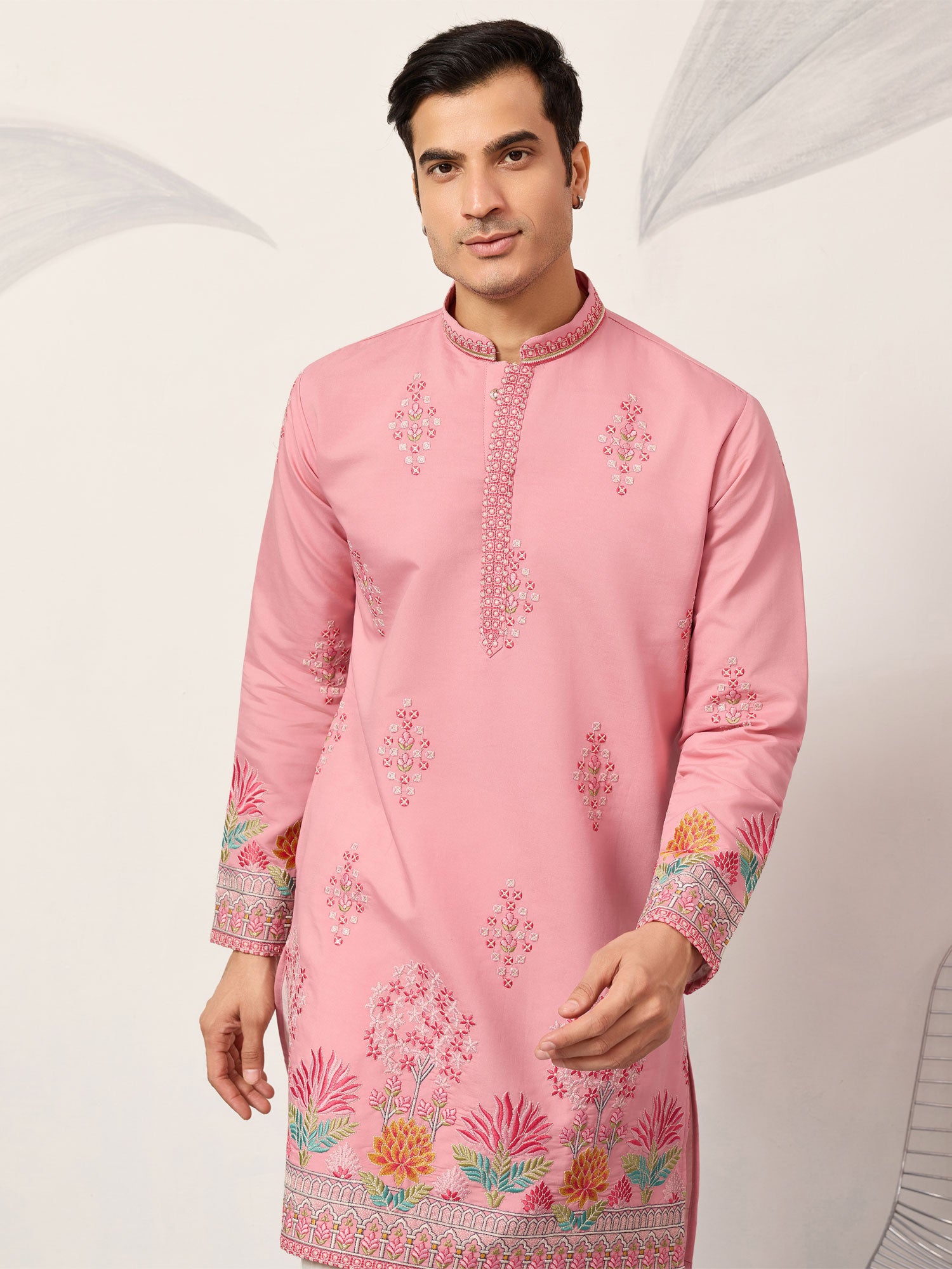 Pink Sequins Work Readymade Kurta Pyjama