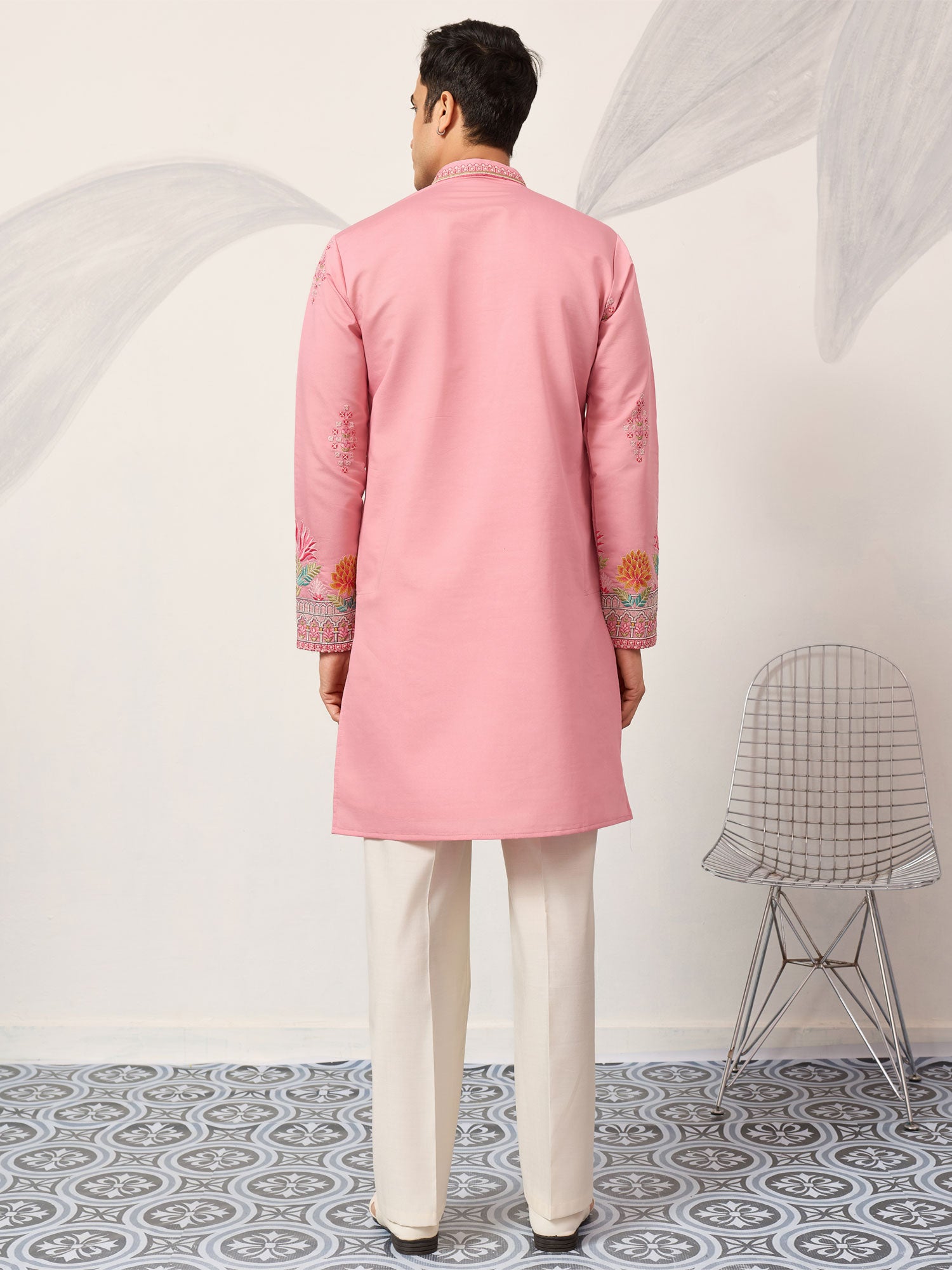 Pink Sequins Work Readymade Kurta Pyjama