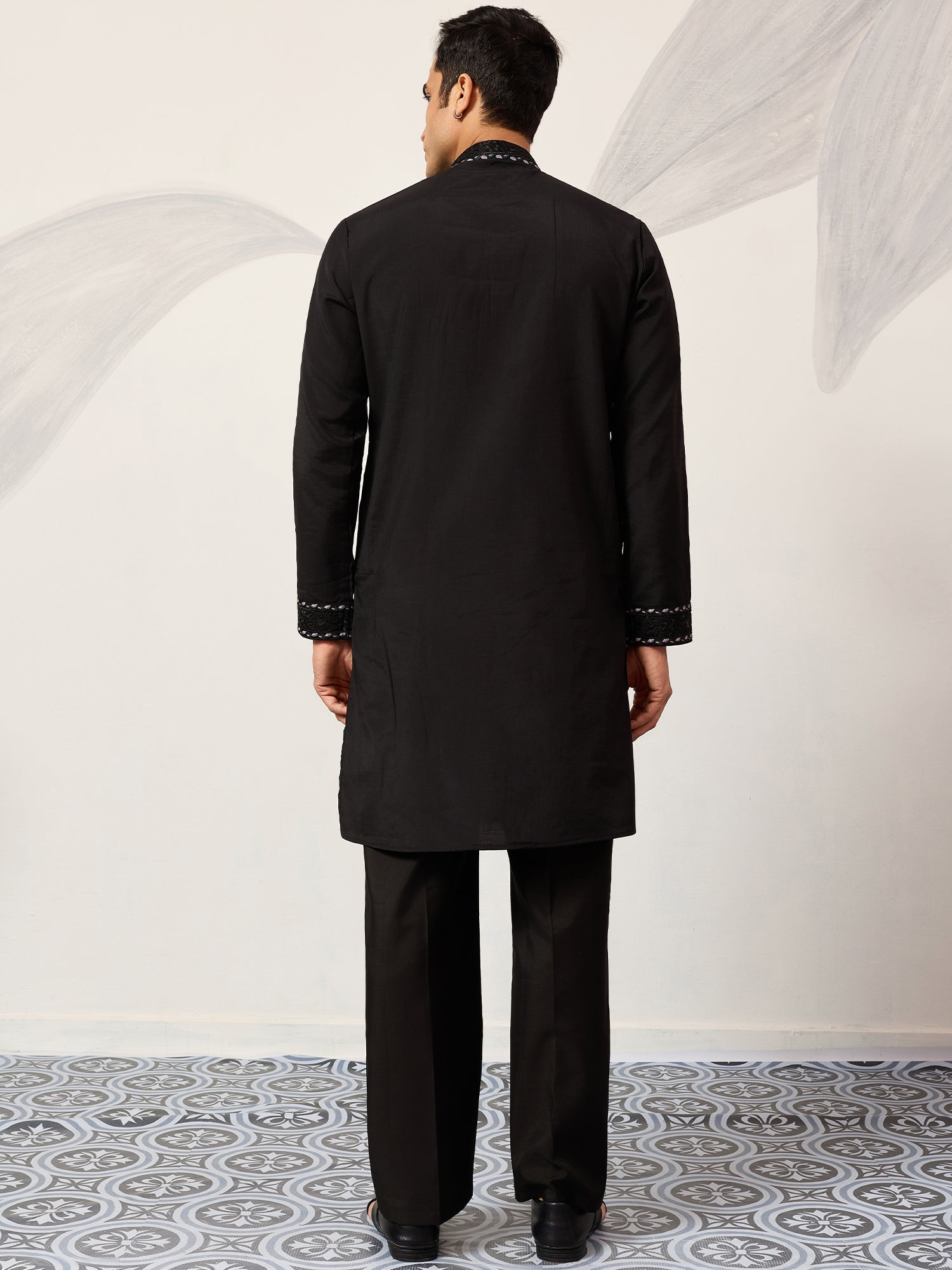 Black Readymade Kurta Pyjama With Dupatta