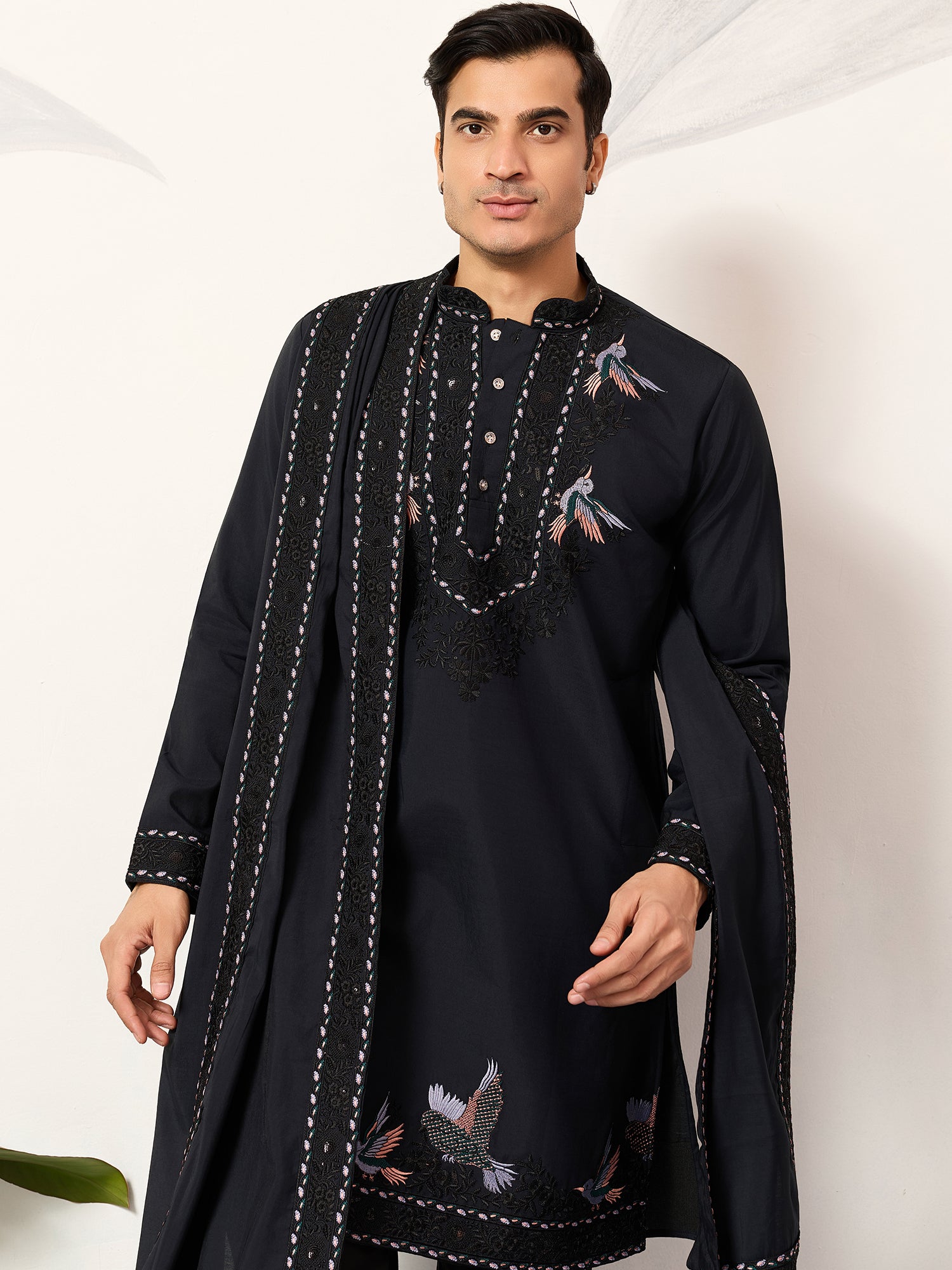 Blue Viscose Silk Readymade Kurta Pyjama Set