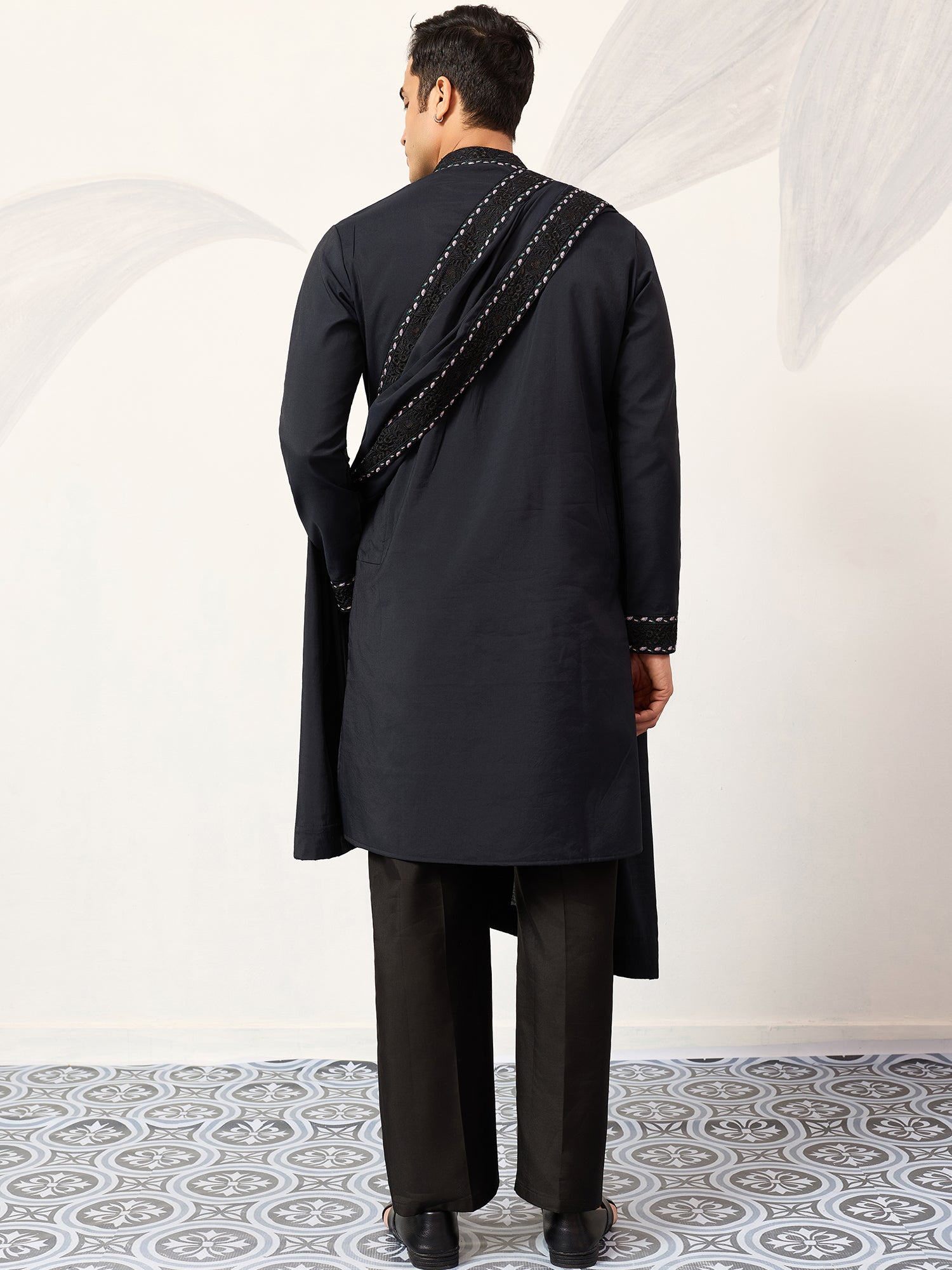 Blue Viscose Silk Readymade Kurta Pyjama Set