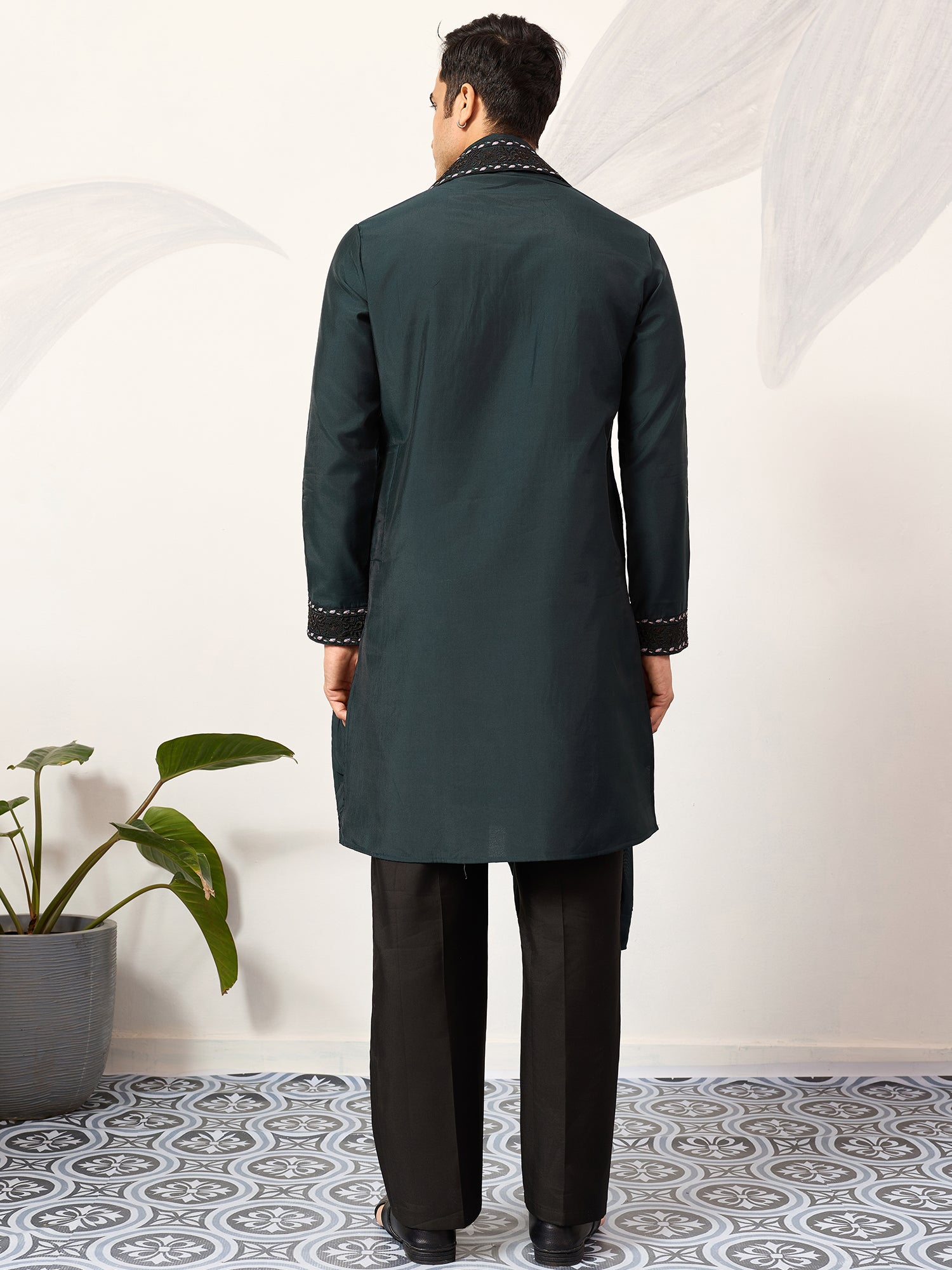 Green Men's Wear Festive Kurta Pyjama
