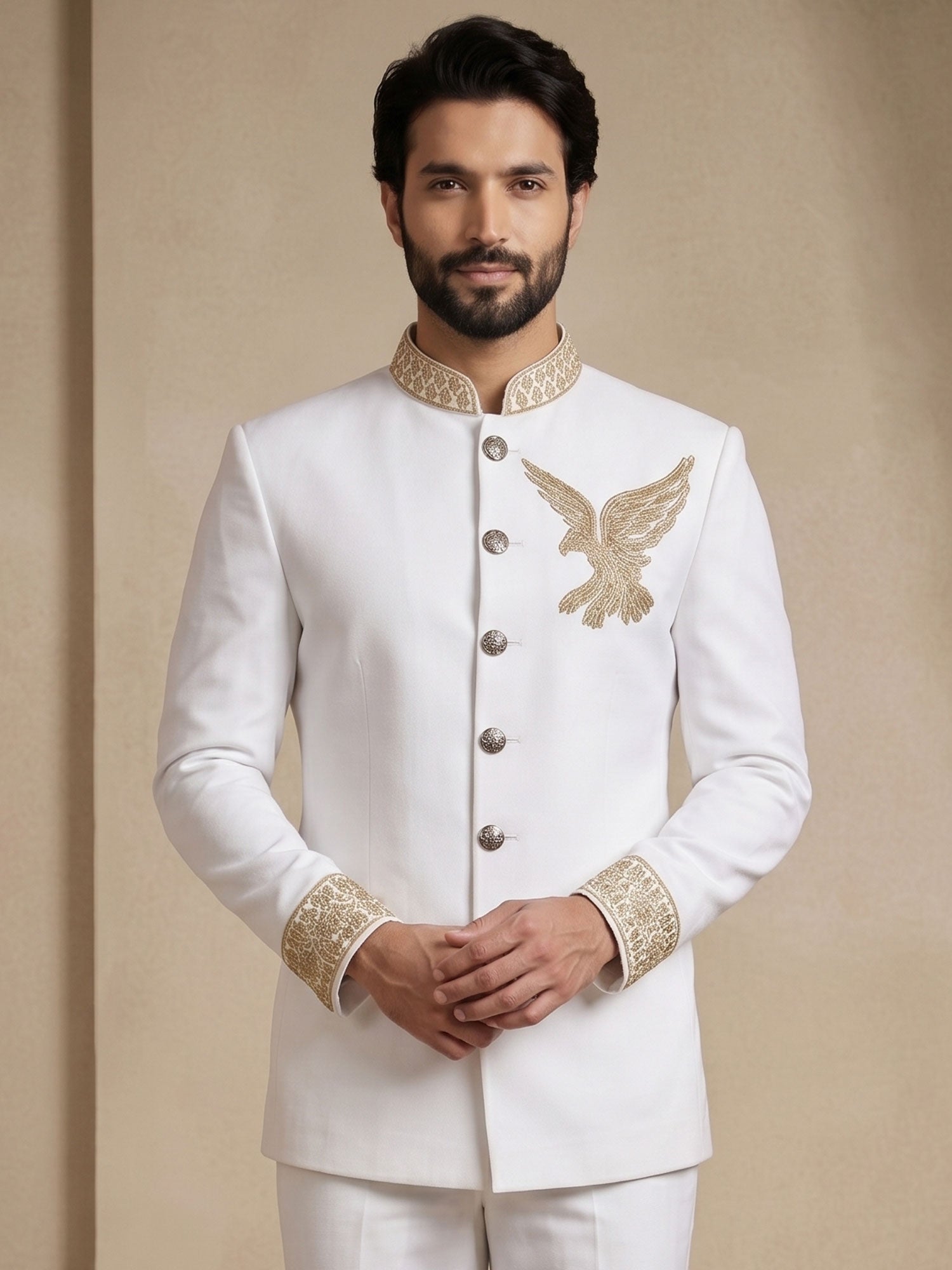 White Wedding Wear Men's Jodhpuri Set
