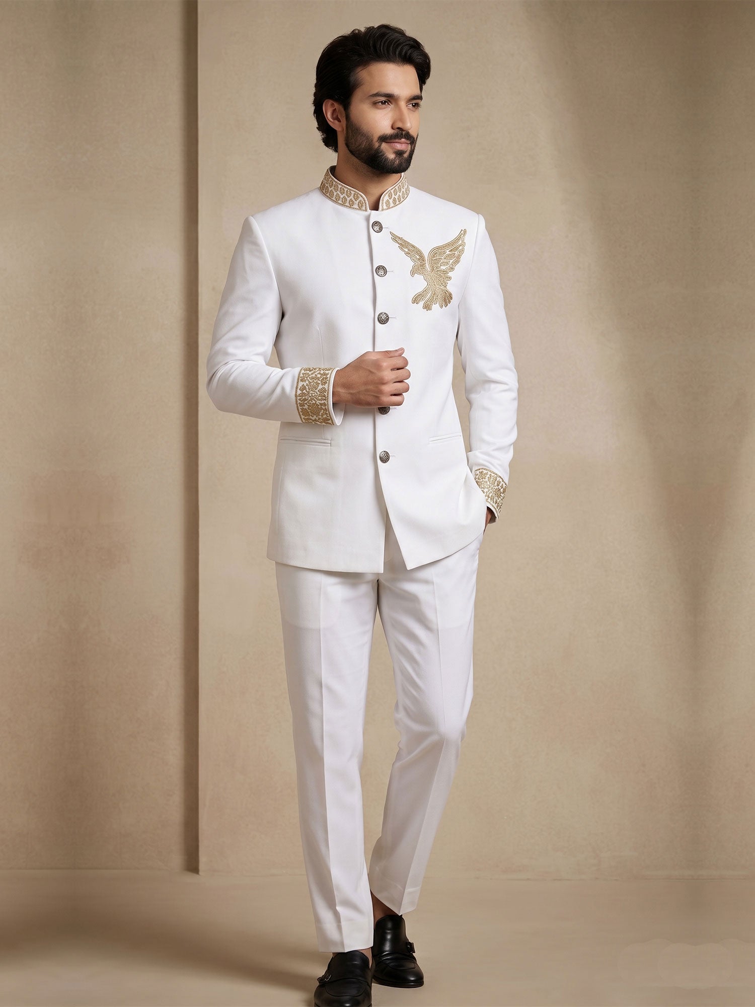 White Wedding Wear Men's Jodhpuri Set