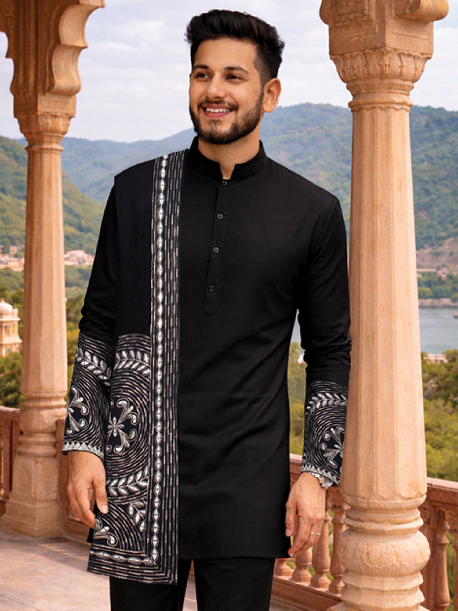 Black Party Wear Readymade Kurta Pyjama Set