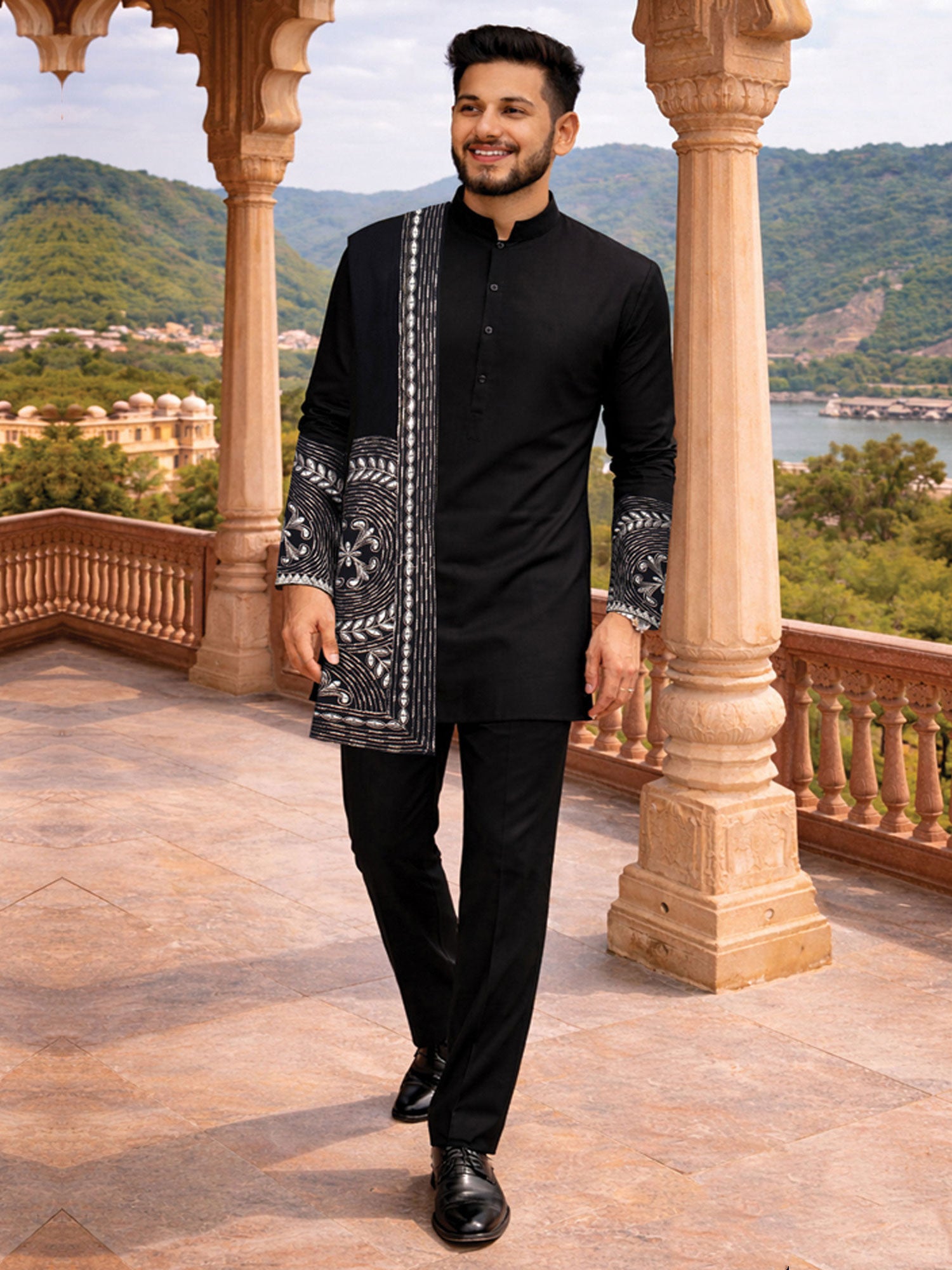 Black Party Wear Readymade Kurta Pyjama Set