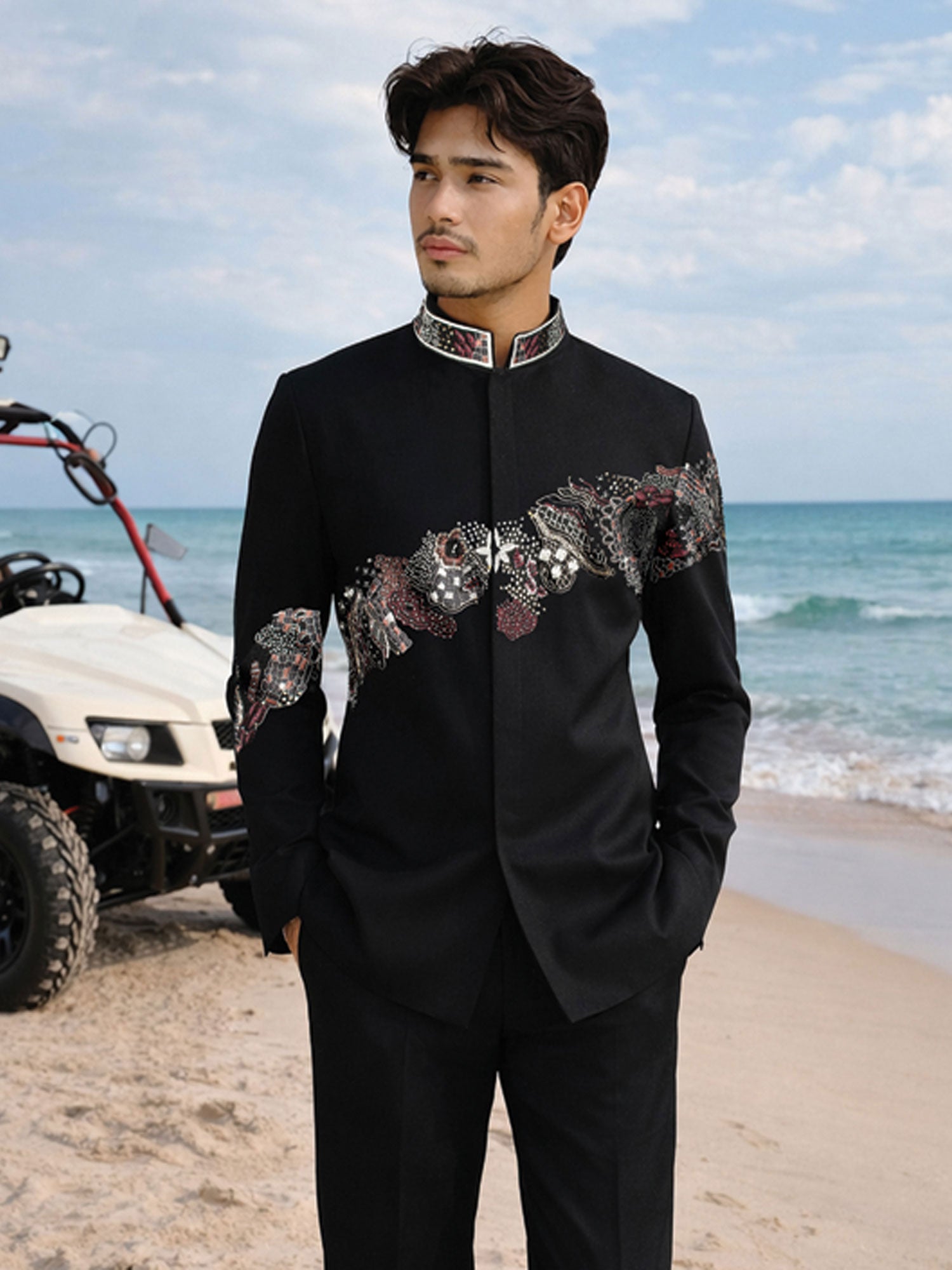 Black Sequins Work Embellished Designer Jodhpuri