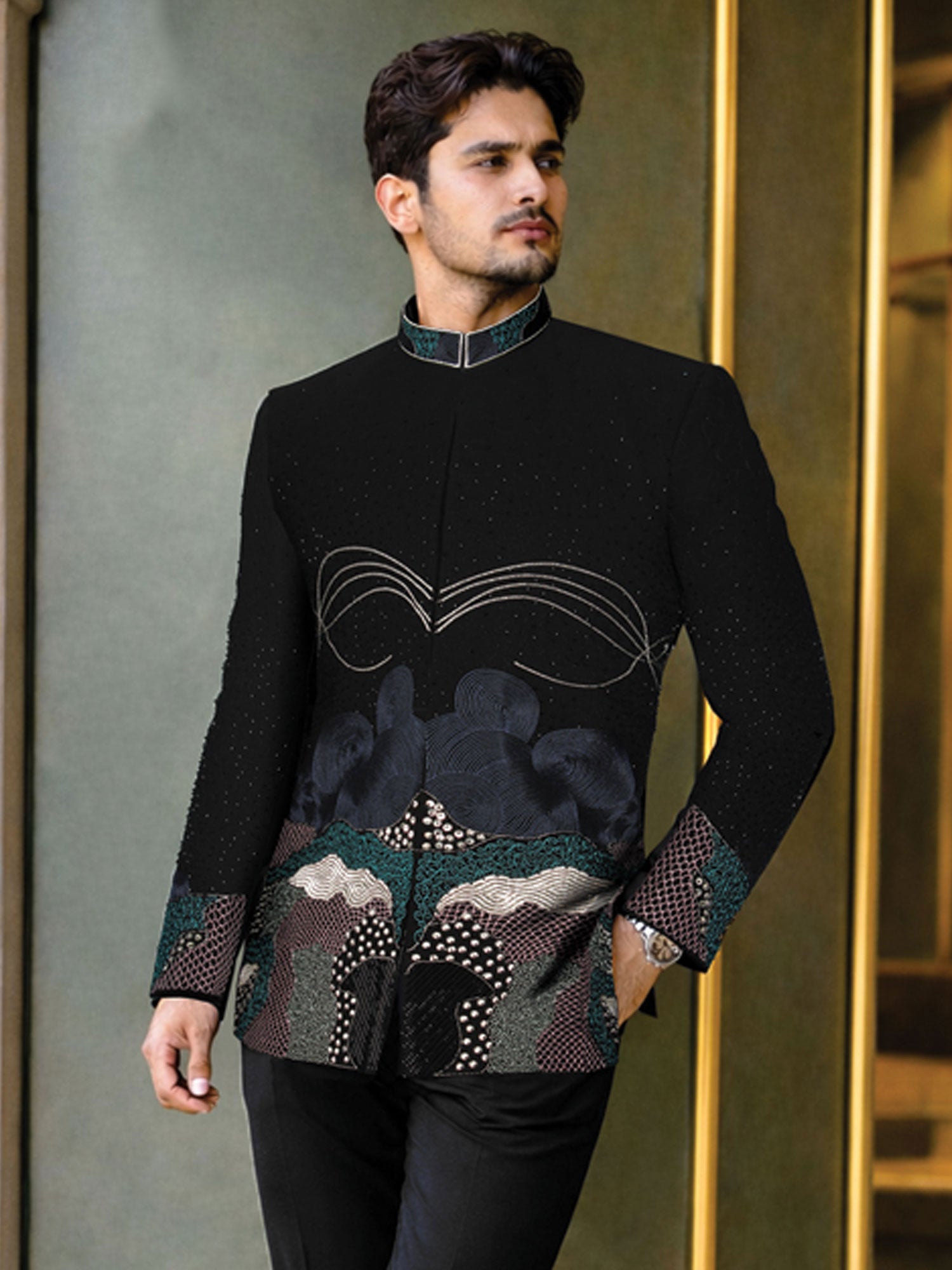 Black Wedding Jodhpuri Set For Men's