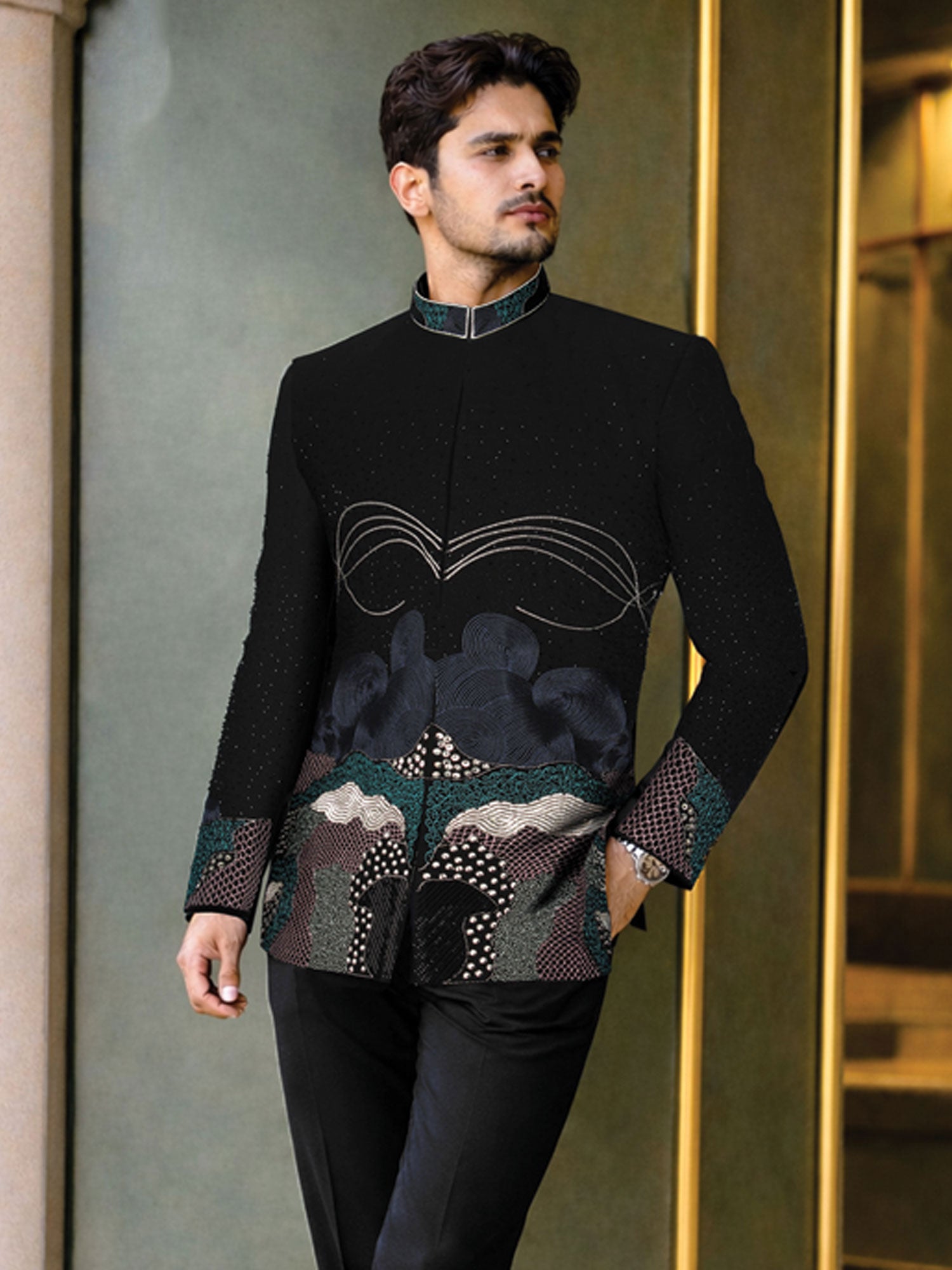Black Wedding Jodhpuri Set For Men's