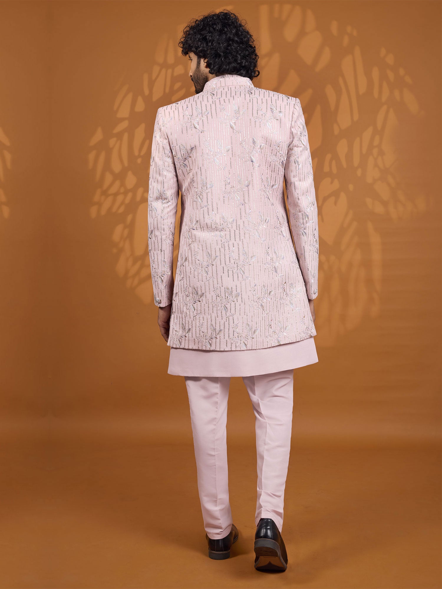 Light Pink Embroidered Wedding Indowestern