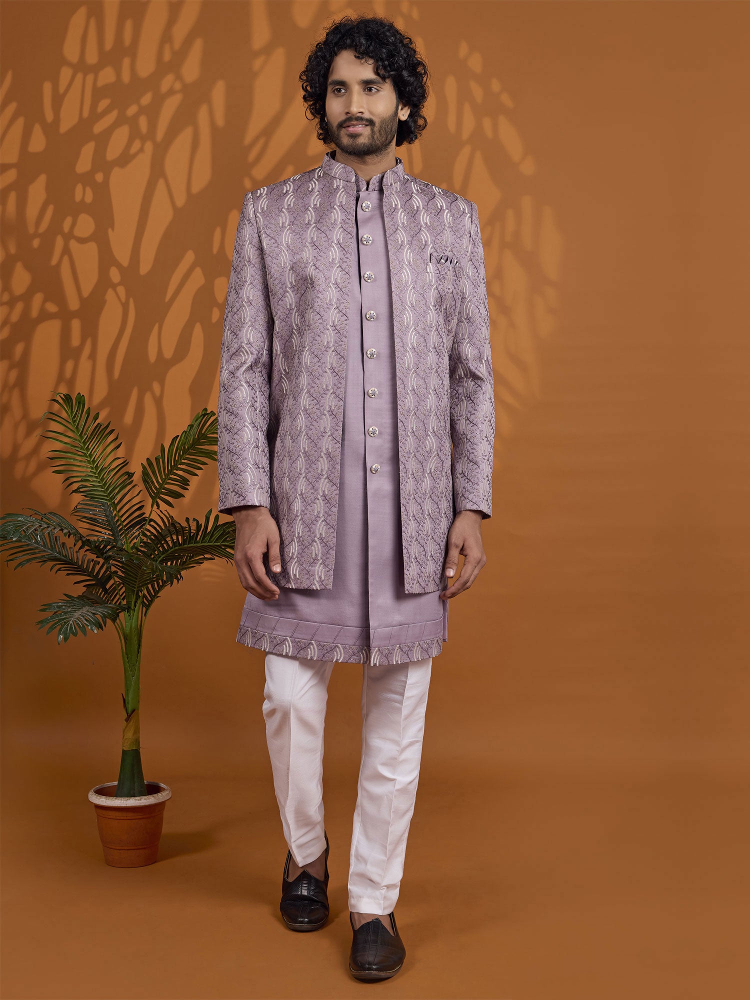 Lavender Purple Menswear Jacket Style Indowestern