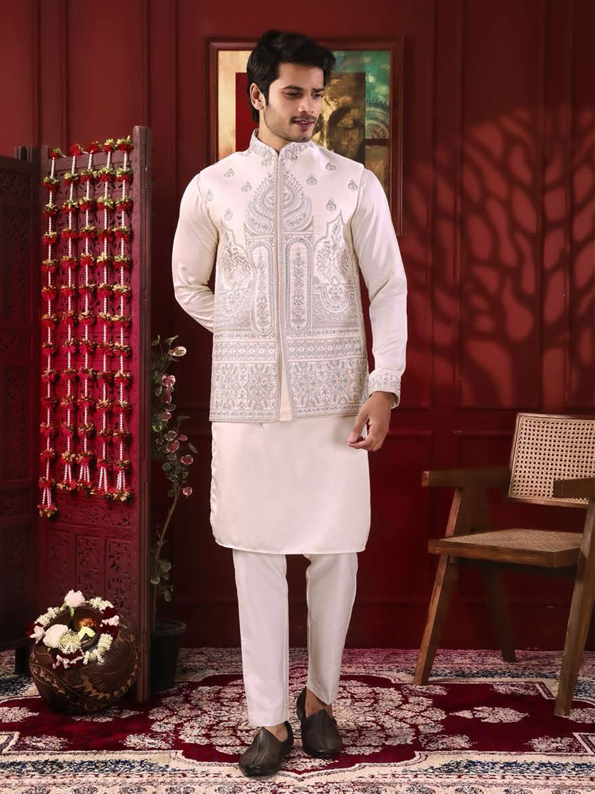 Pearl Pink Festive Embroidered Set