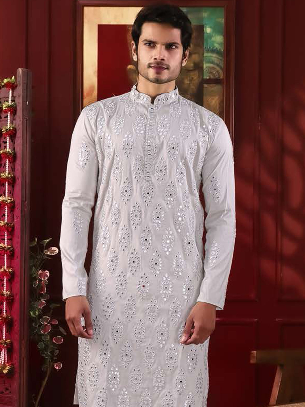 White Designer Embroidered Kurta Set