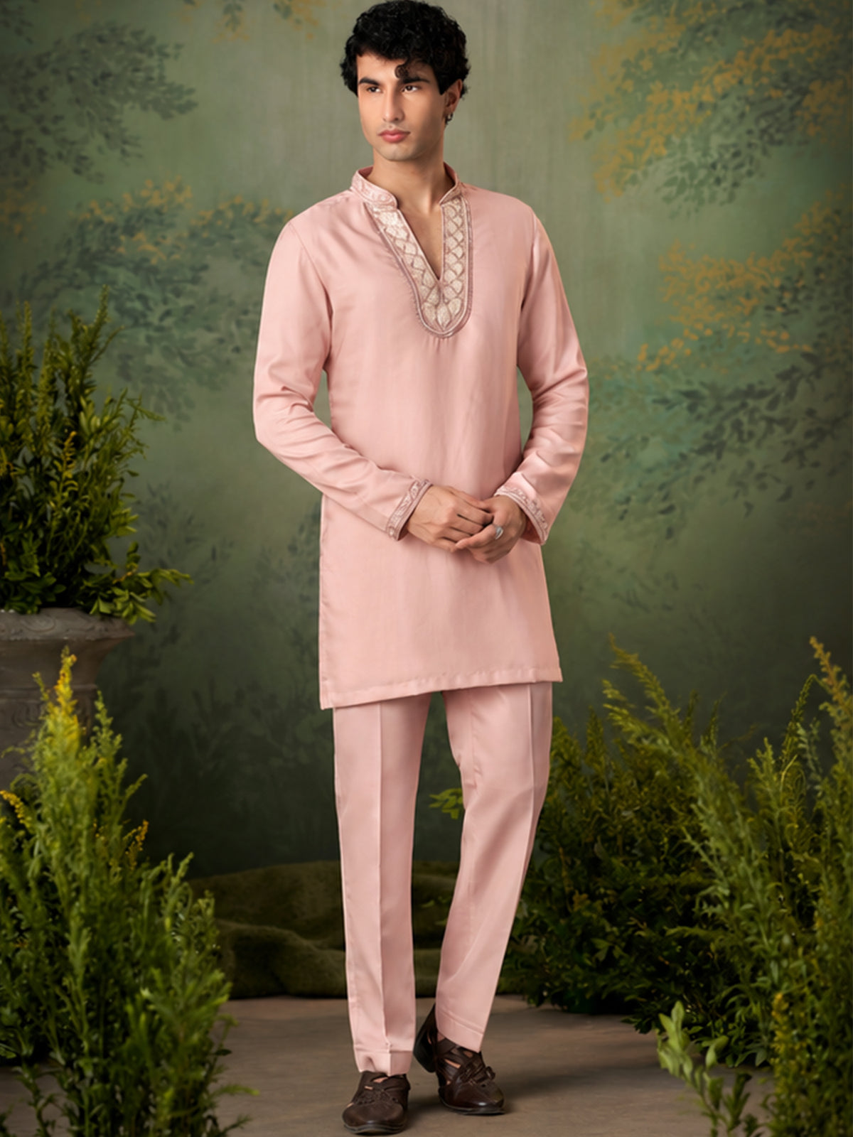 Dusty Pink Silk Kurta Pajama Set
