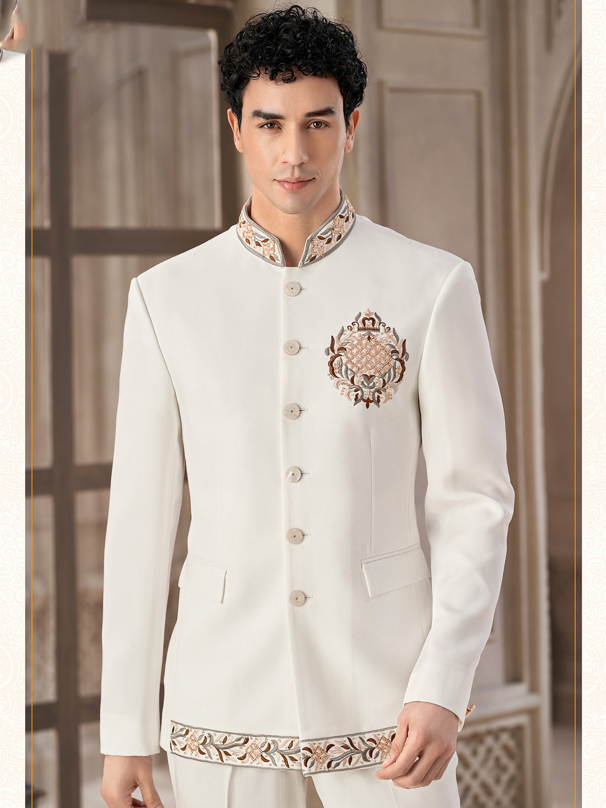 Off White Premium Indo Western Formal Suit